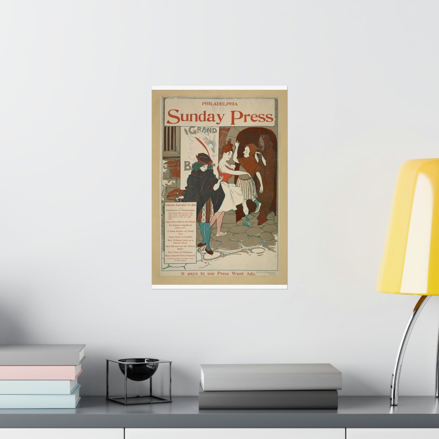 Philadelphia Sunday press. September 29, 1895. High Quality Matte Wall Art Poster for Home, Office, Classroom