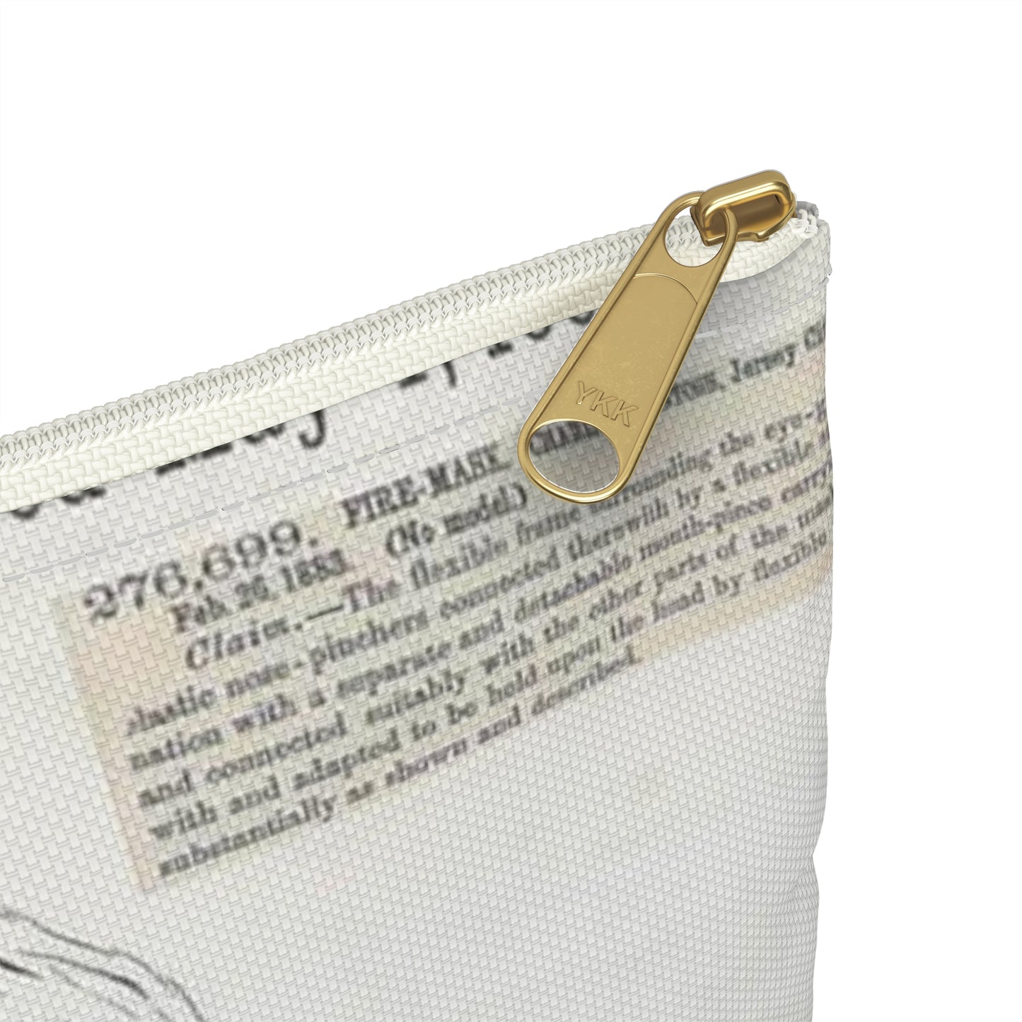 Patent drawing - for C. McIntosh's Fire Mask Public domain image Large Organizer Pouch with Black Zipper