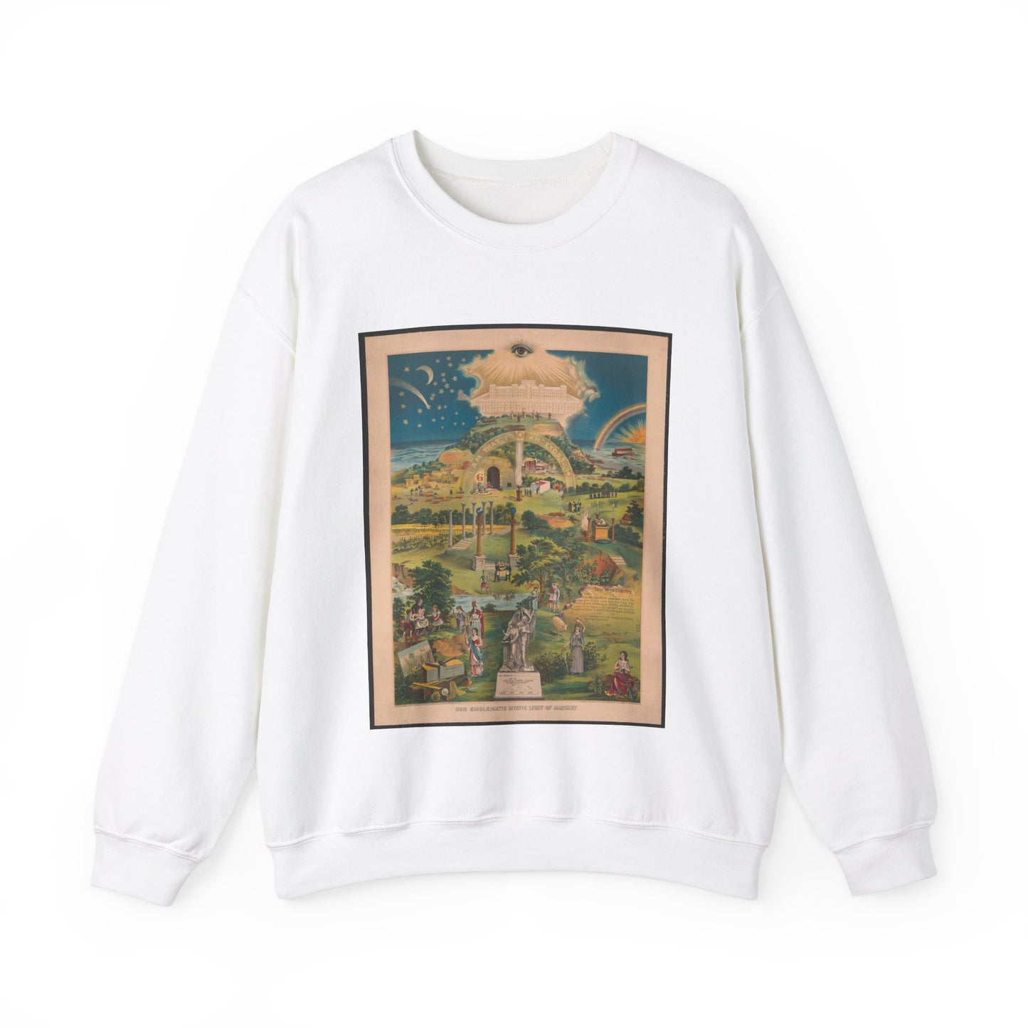 Our emblematic mystic light of masonry White Heavy Blend Adult Crew Neck SweatShirt