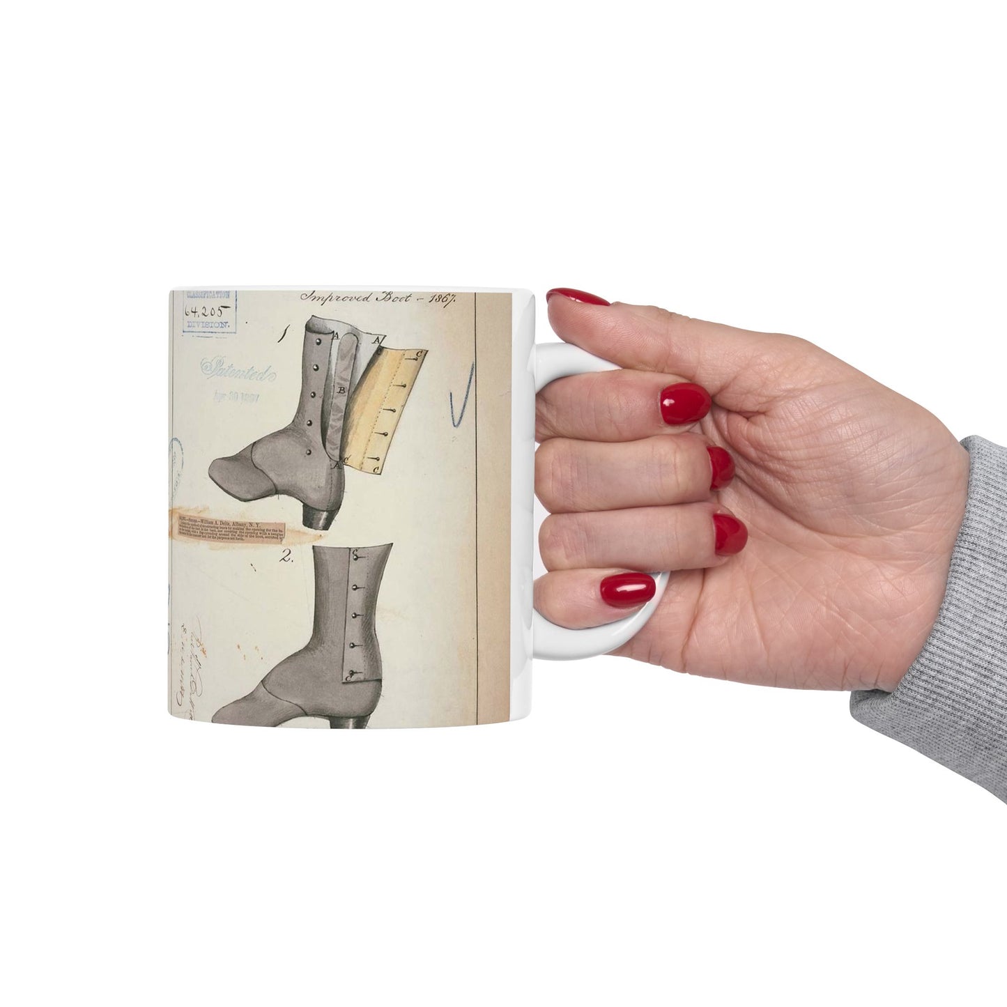 Patent drawing - Drawing of Improved Boot Public domain image Beautiful Novelty Ceramic Coffee Mug 11oz