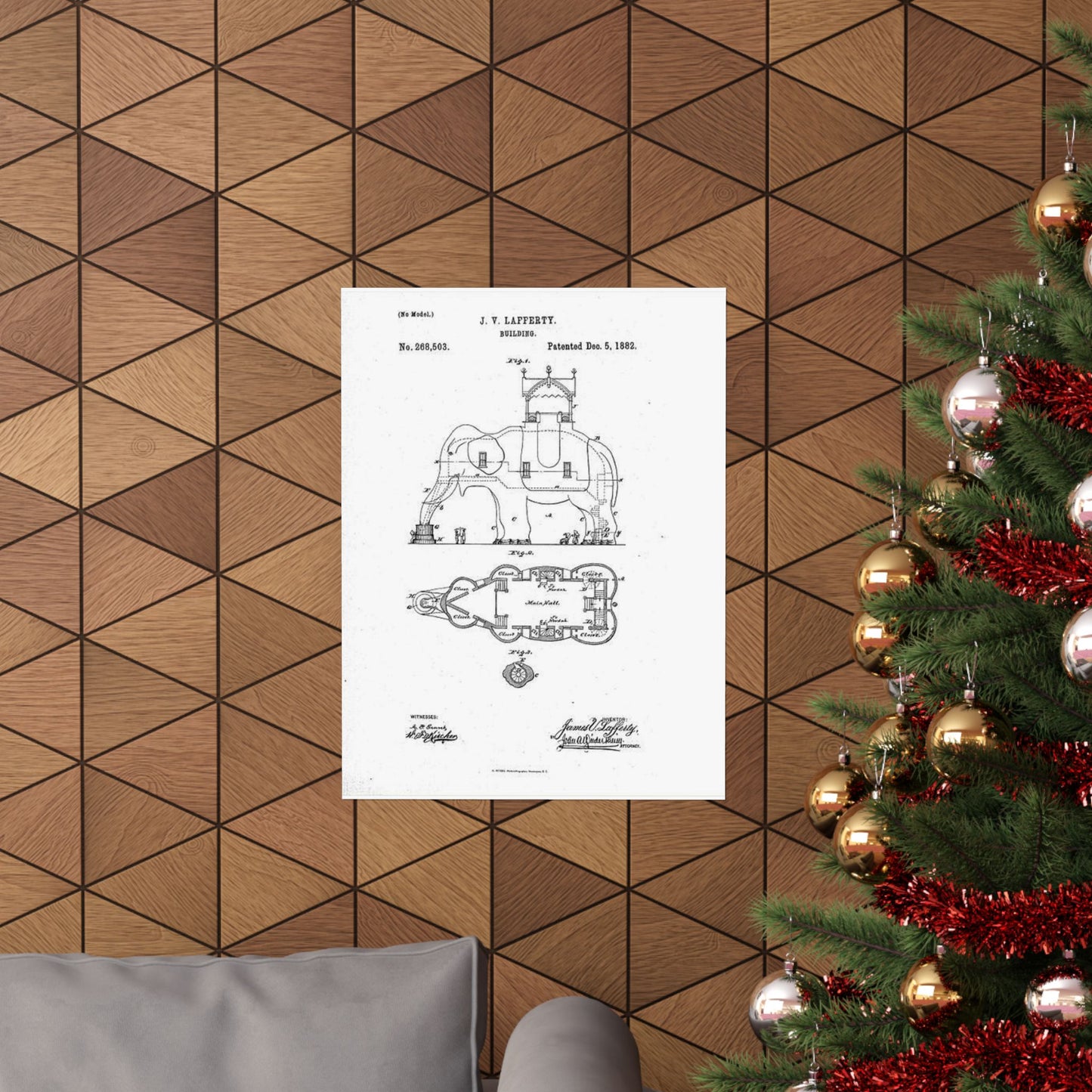 Patent Drawing of Engine - Lucy-USpatent268503 1882 Public domain image High Quality Matte Wall Art Poster for Home, Office, Classroom