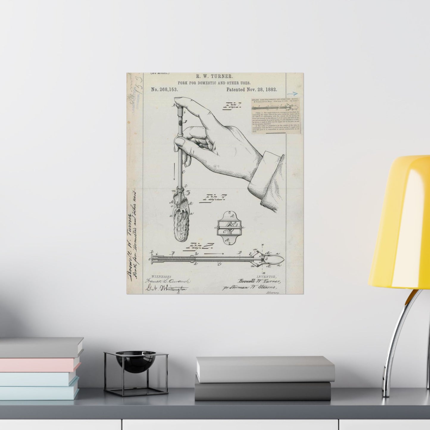 Patent drawing - for R. W. Turner's Fork for Domestic and Other Uses Public domain image High Quality Matte Wall Art Poster for Home, Office, Classroom