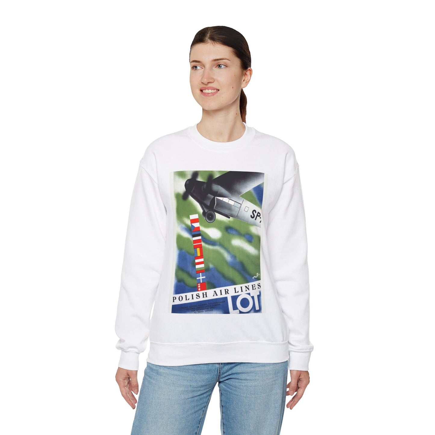 LOT. Vintage Travel Poster., Art Deco Poster White Heavy Blend Adult Crew Neck SweatShirt