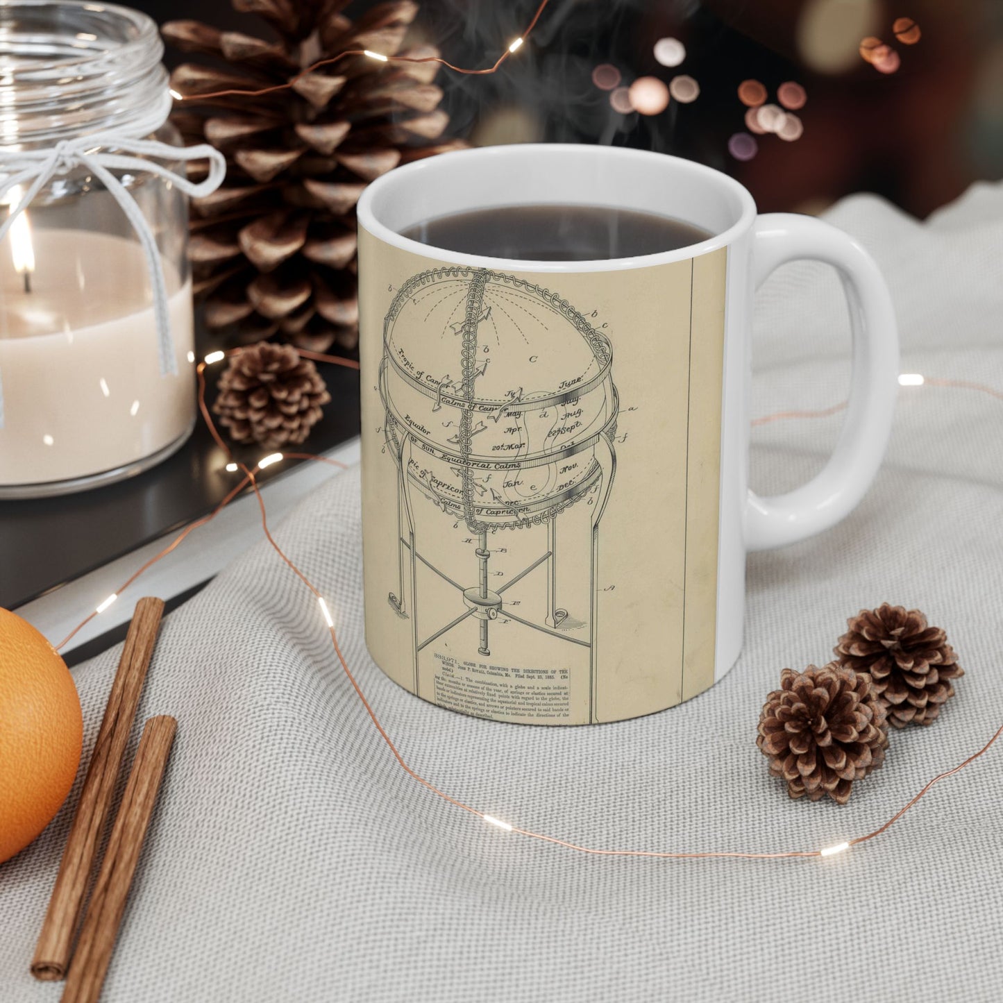 Patent Drawing of Engine - Drawing of a Globe for Showing Direction of the Winds Public domain image Beautiful Novelty Ceramic Coffee Mug 11oz