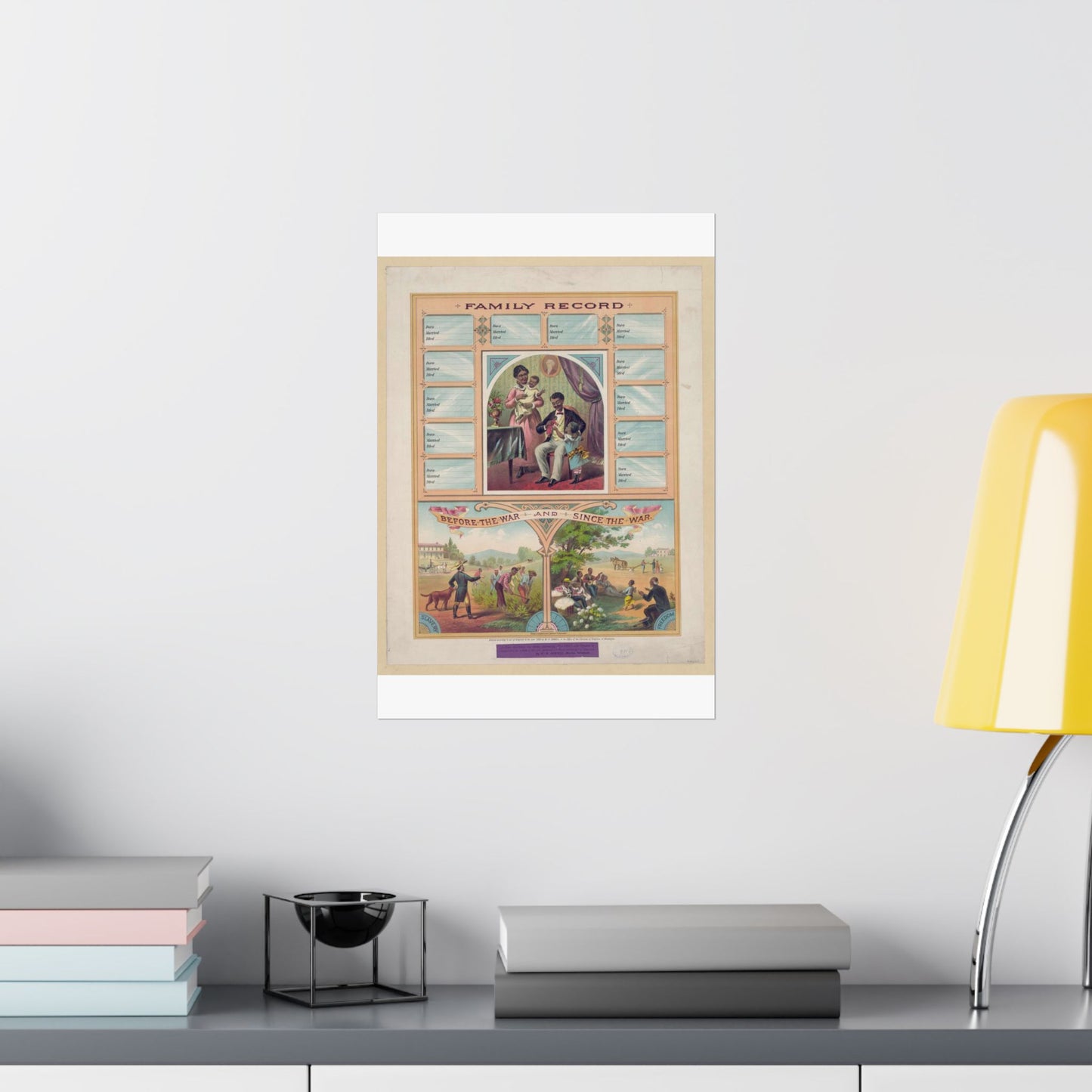 Family record. Before the war and since the war / Krebs Lithographing Company, Cincinnati. High Quality Matte Wall Art Poster for Home, Office, Classroom