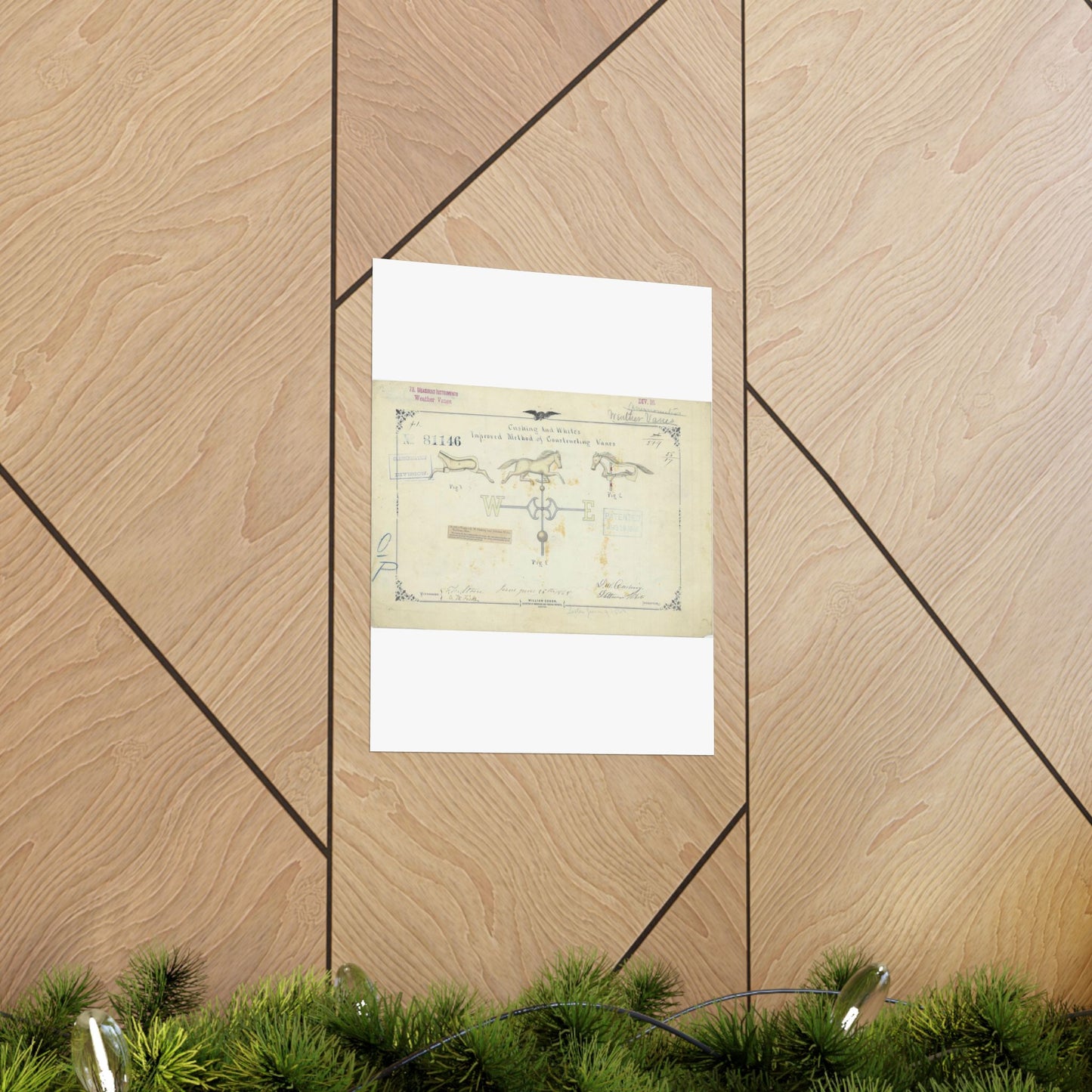 Patent drawing - Drawing of an Improved Method of Constructing Vanes Public domain image High Quality Matte Wall Art Poster for Home, Office, Classroom