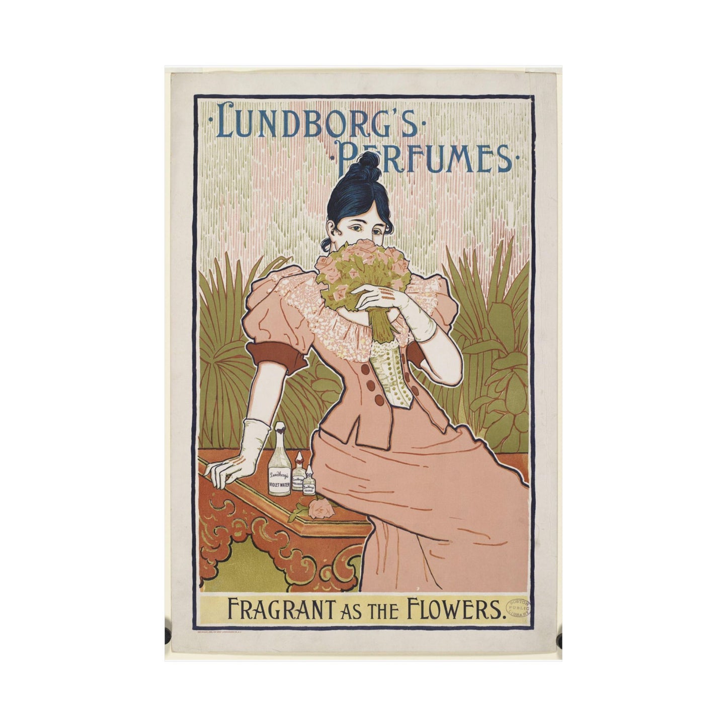 Lundborg's perfumes, Art Nouveau poster High Quality Matte Wall Art Poster for Home, Office, Classroom