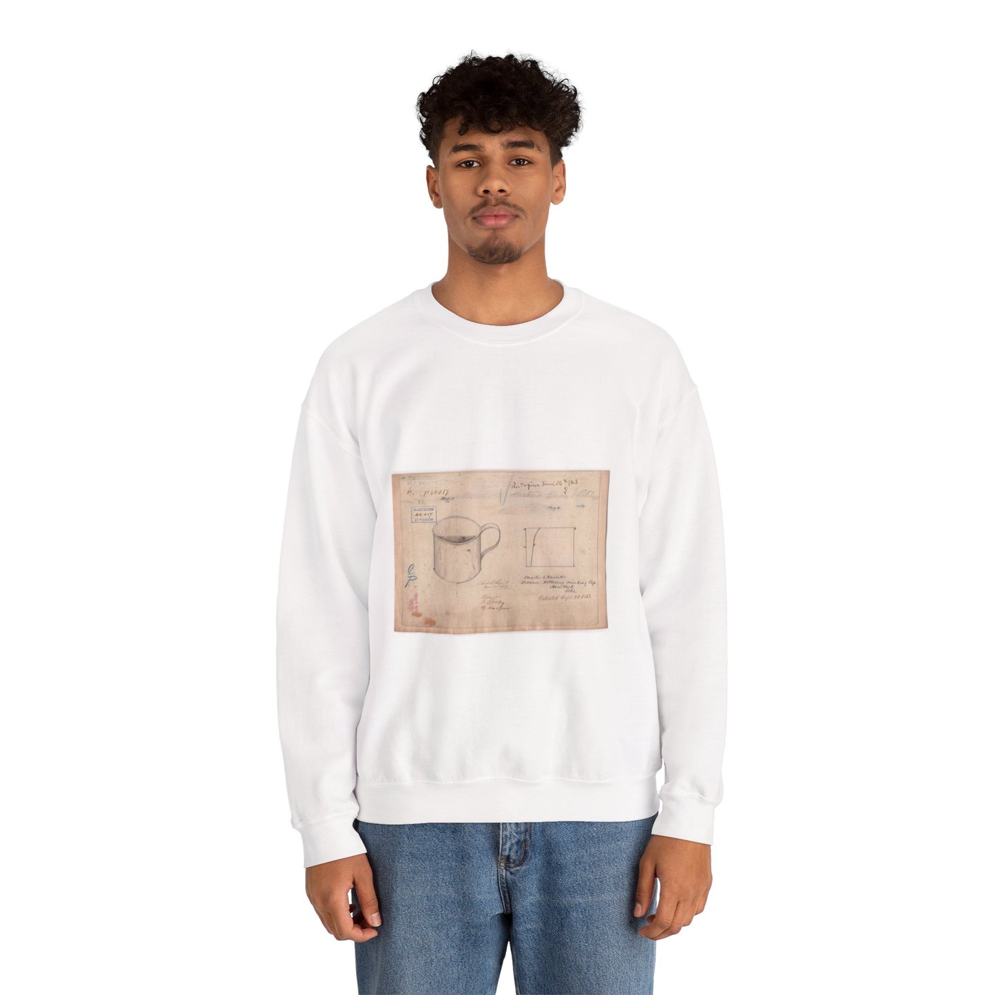 Patent drawing - Drawing of Soldiers Filtering Drinking Cup Public domain image White Heavy Blend Adult Crew Neck SweatShirt