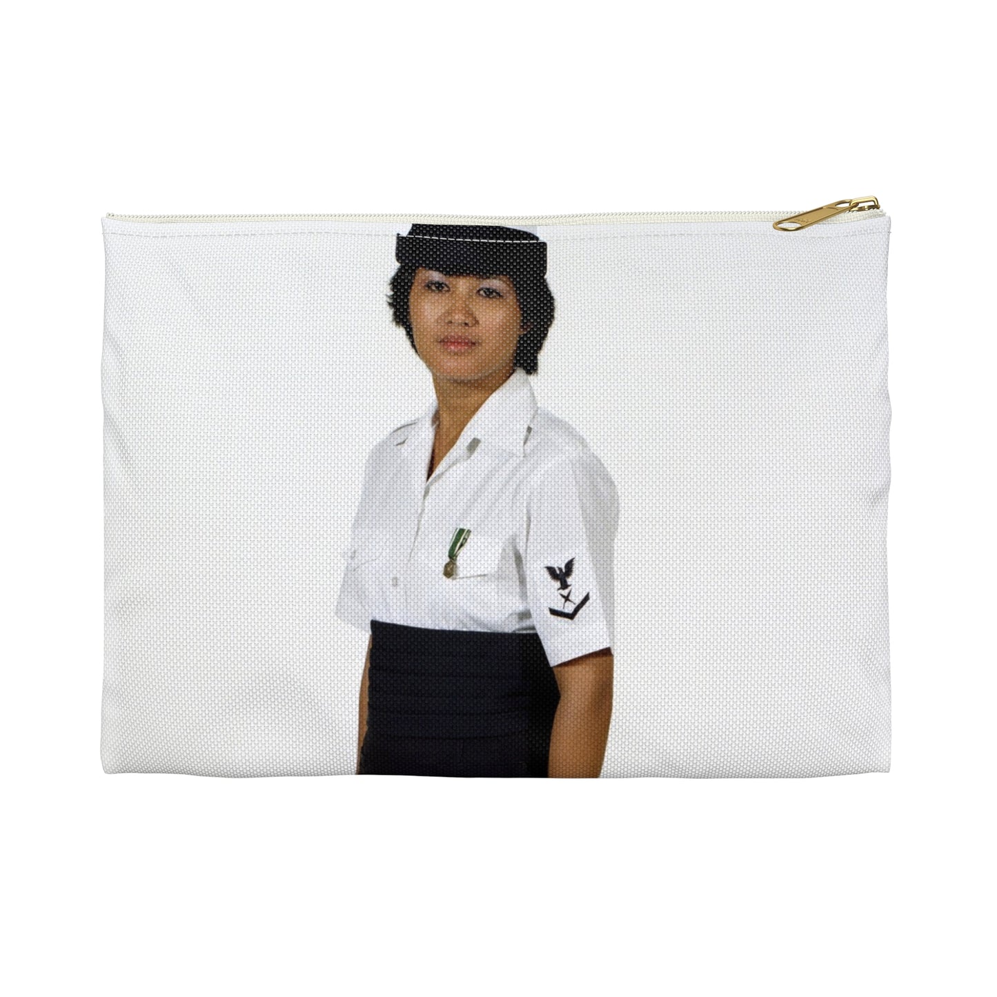 Uniform: Tropical dinner dress blue, Navy enlisted women, ranks E-1 through E-6 Large Organizer Pouch with Black Zipper