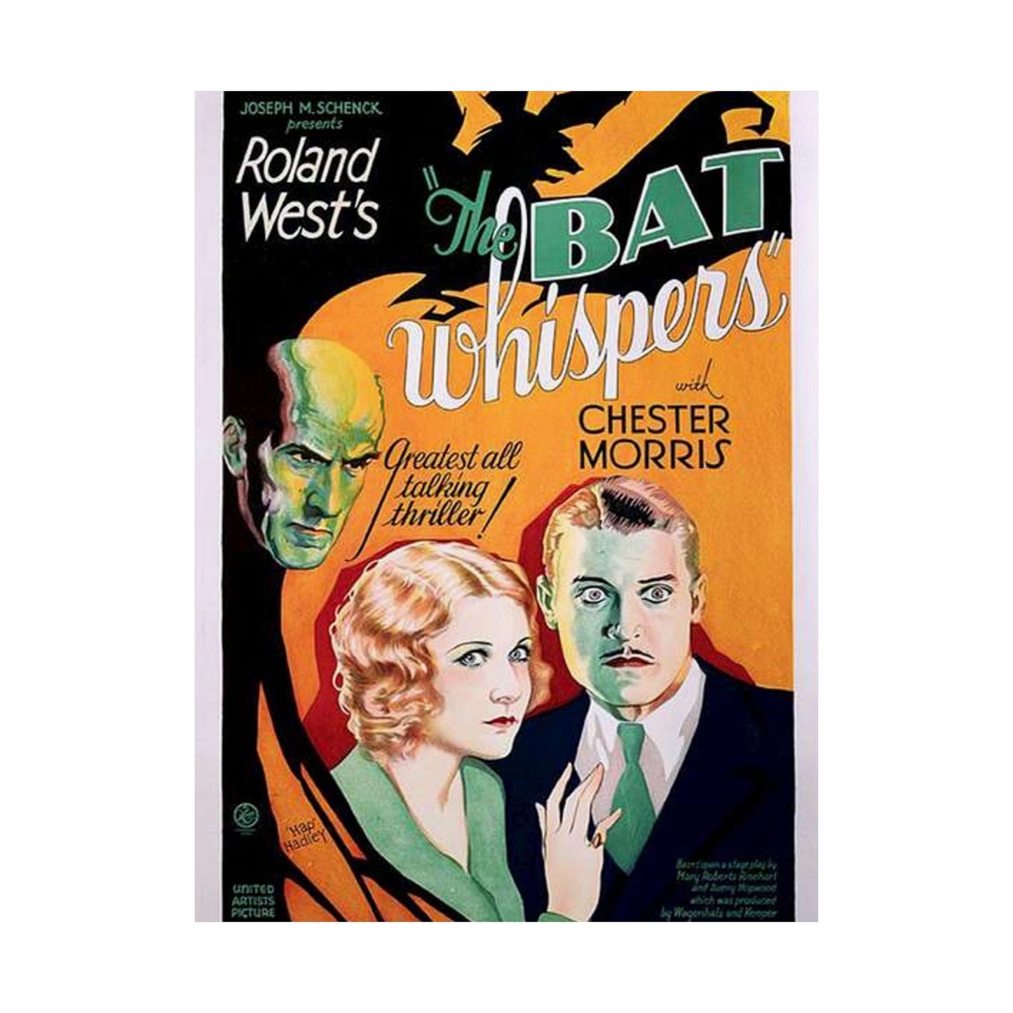 Batwhispers movie poster - Art Deco public domain image High Quality Matte Wall Art Poster for Home, Office, Classroom
