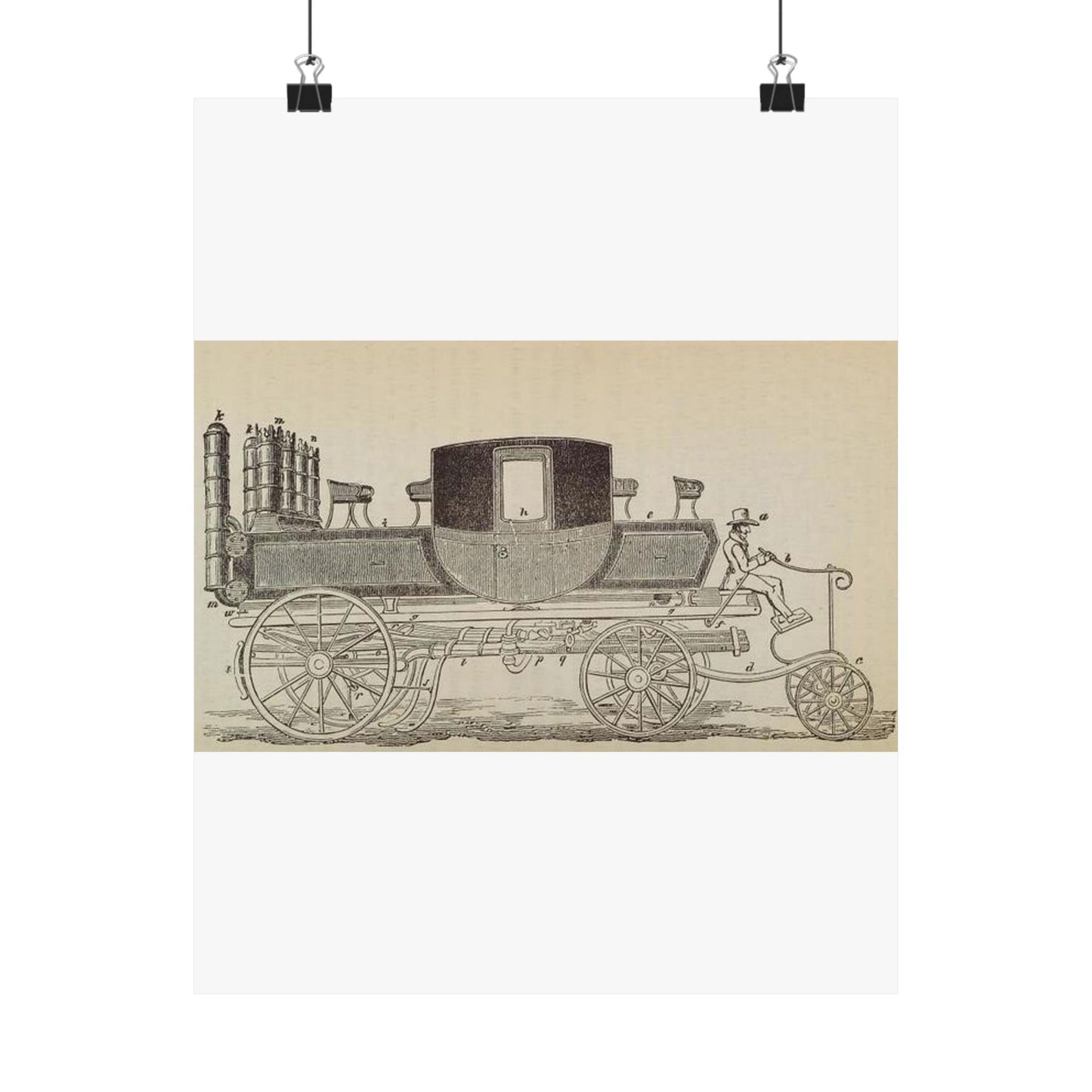 Patent Drawing of Engine - Patent steam carriage, by Mr. Goldsworthy Gurney, of Argyle Street, London, 1826 Public domain image High Quality Matte Wall Art Poster for Home, Office, Classroom