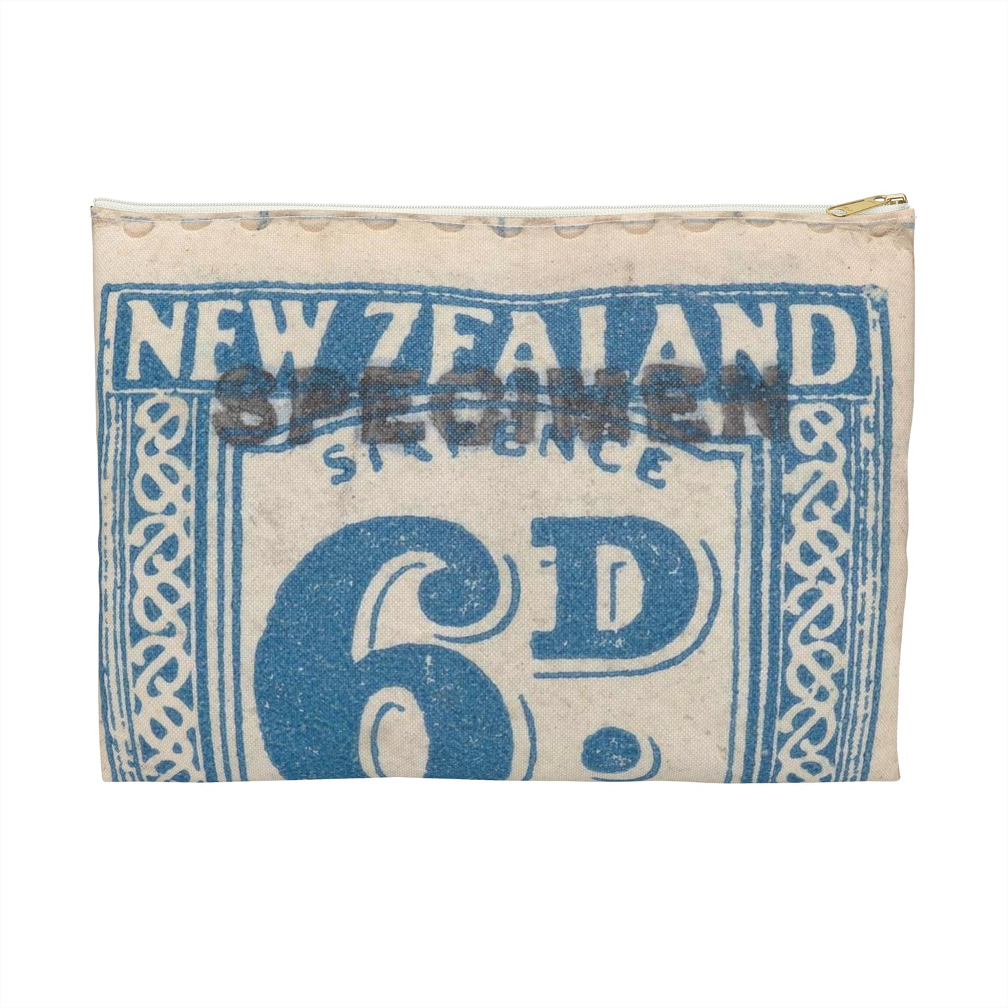 Six penny Unemployment Relief stamp overprinted 'Specimen' Large Organizer Pouch with Black Zipper
