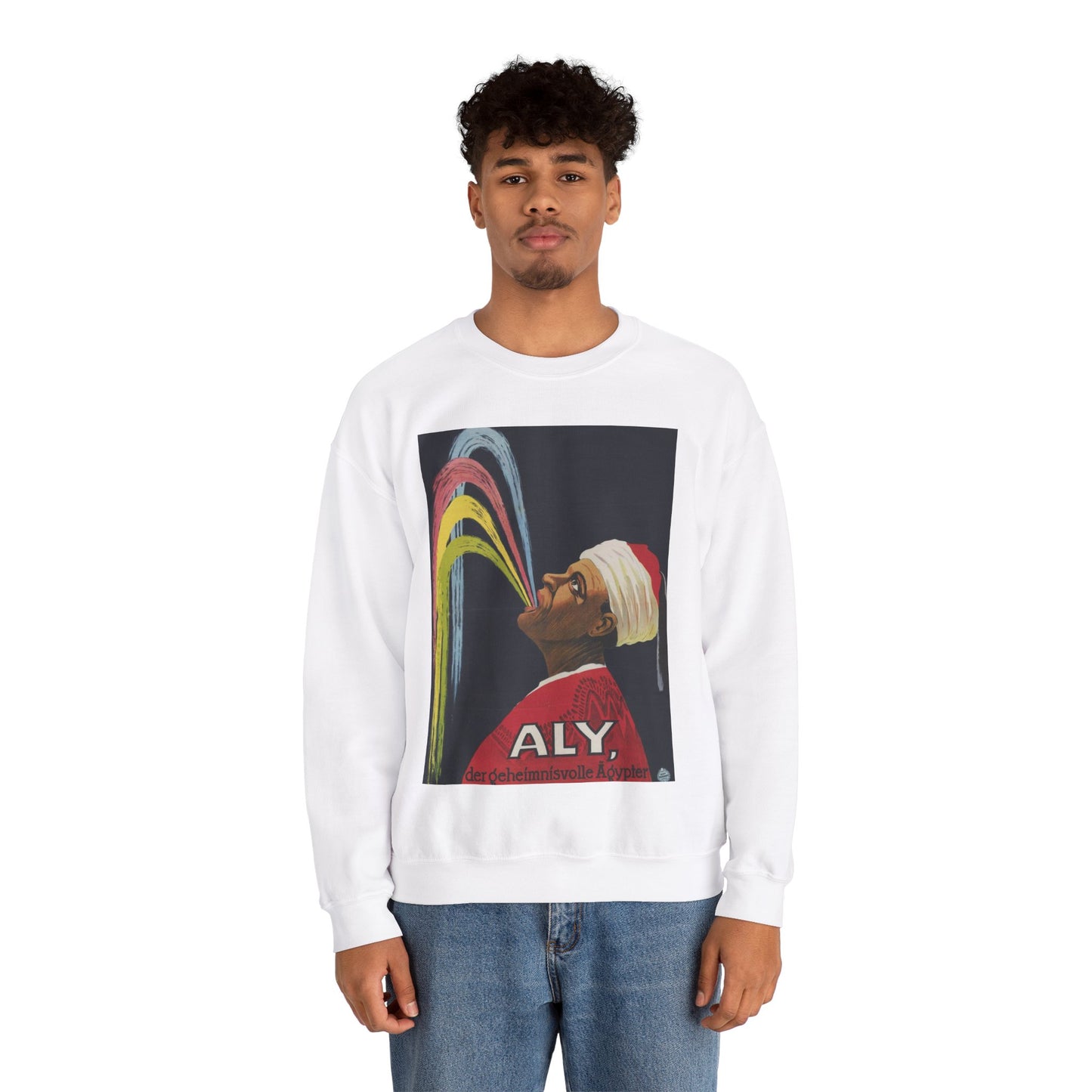 Aly, the Mysterious Egyptian - Art Deco public domain image White Heavy Blend Adult Crew Neck SweatShirt