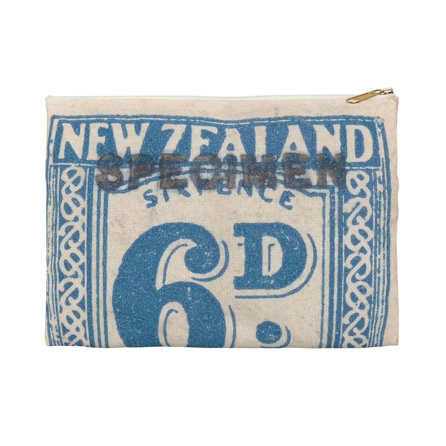 Six penny Unemployment Relief stamp overprinted 'Specimen' Large Organizer Pouch with Black Zipper