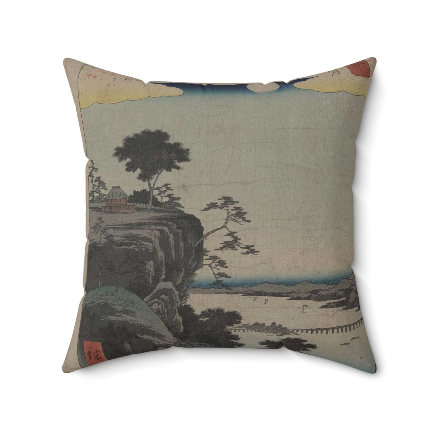 Ishiyama no shūgestu, Ando Hiroshige - Ukiyo e print Decorative Accent Square Pillow