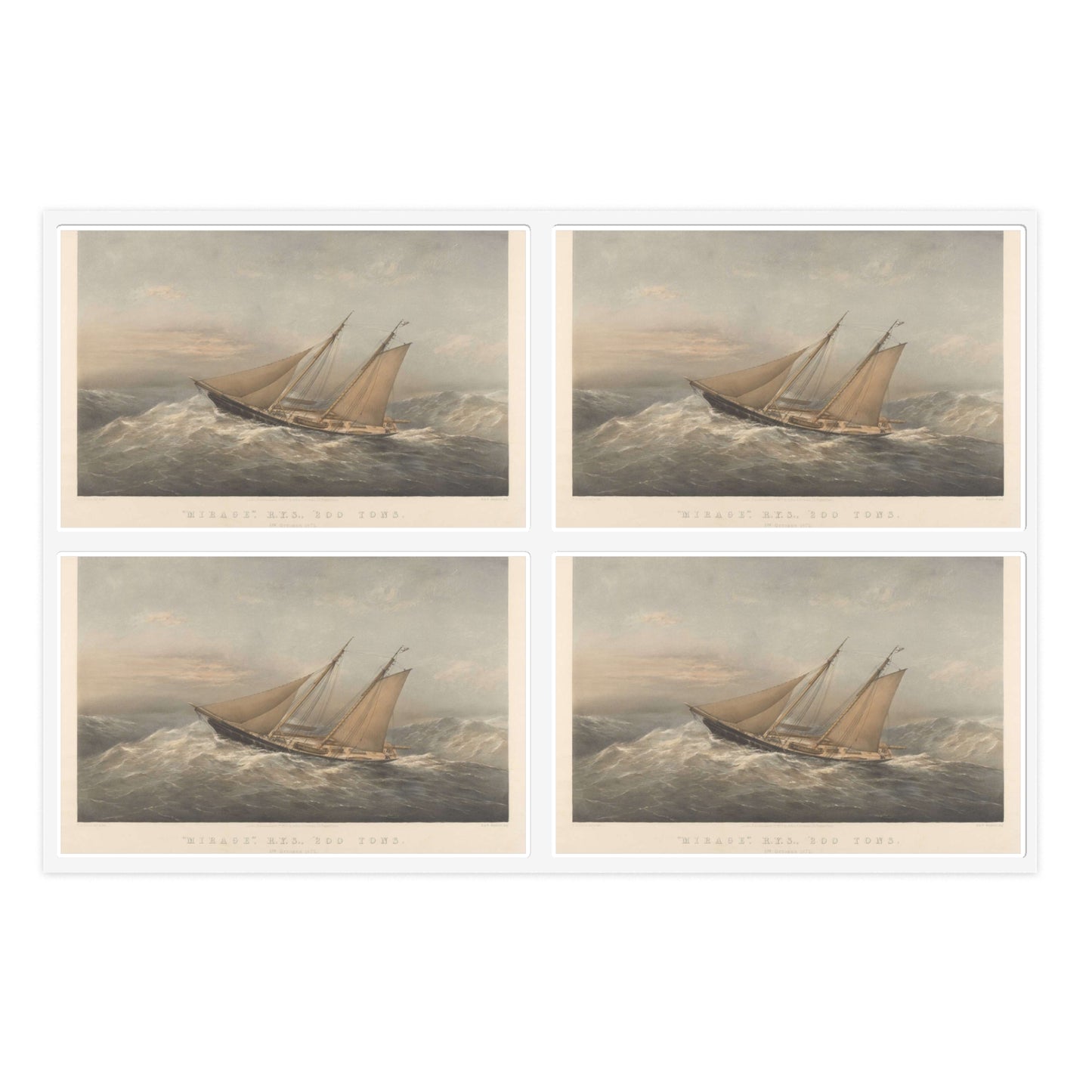 Mirage, R.Y.S., 200 Tons. 5th October 1872 RMG PY8772 Laminated UV Protective Vinyl Stickers