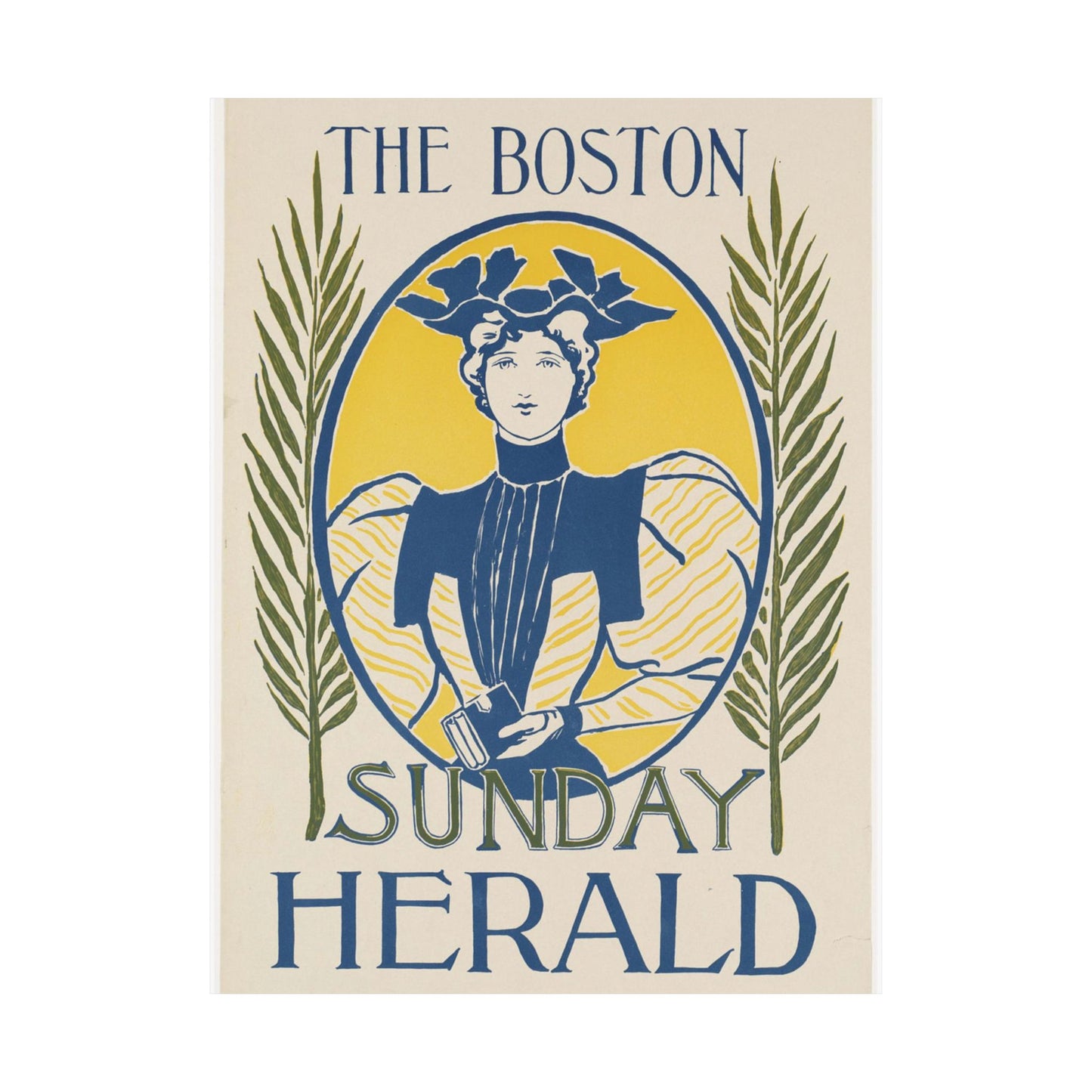 The Boston Sunday herald, Art Nouveau Poster High Quality Matte Wall Art Poster for Home, Office, Classroom