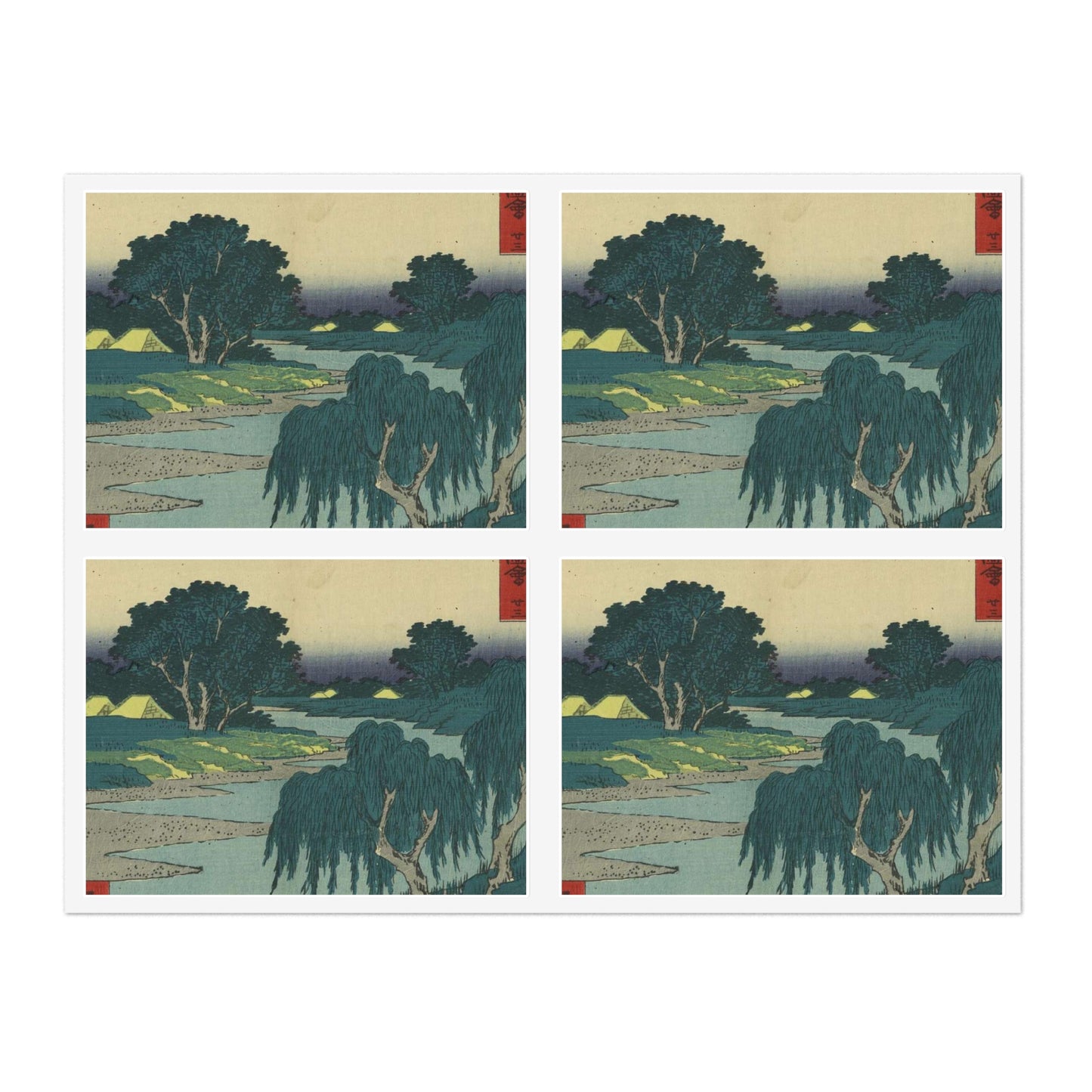 Fujieda, Andō Hiroshige - Public domain portrait drawing Laminated UV Protective Vinyl Stickers