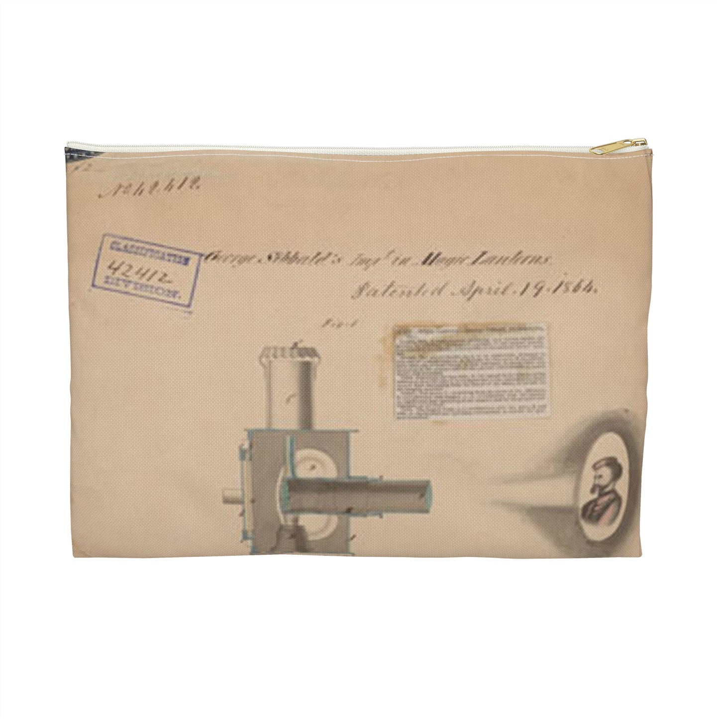 Patent drawing - Drawing of Improvement in Magic Lanterns Public domain image Large Organizer Pouch with Black Zipper