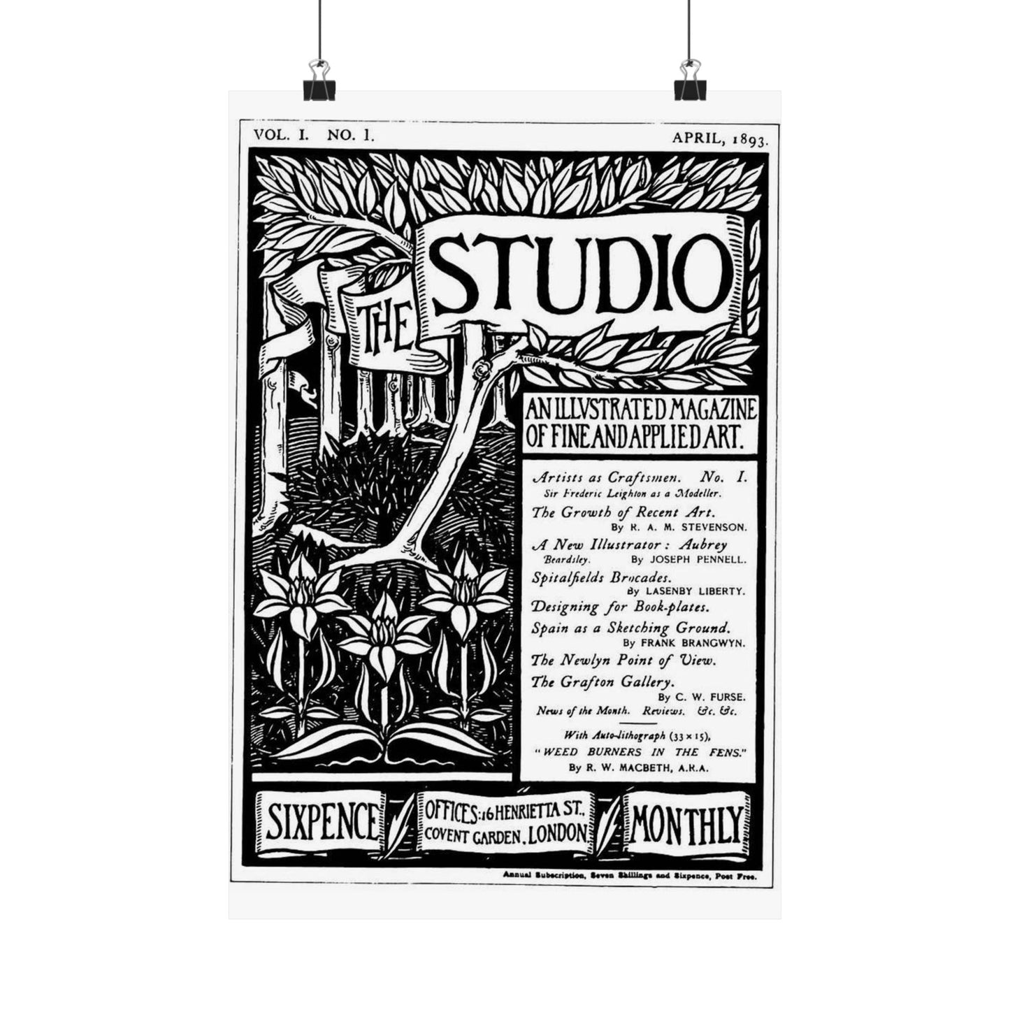 Aubrey Beardsley - Thestudiomagazinefirstcover High Quality Matte Wall Art Poster for Home, Office, Classroom