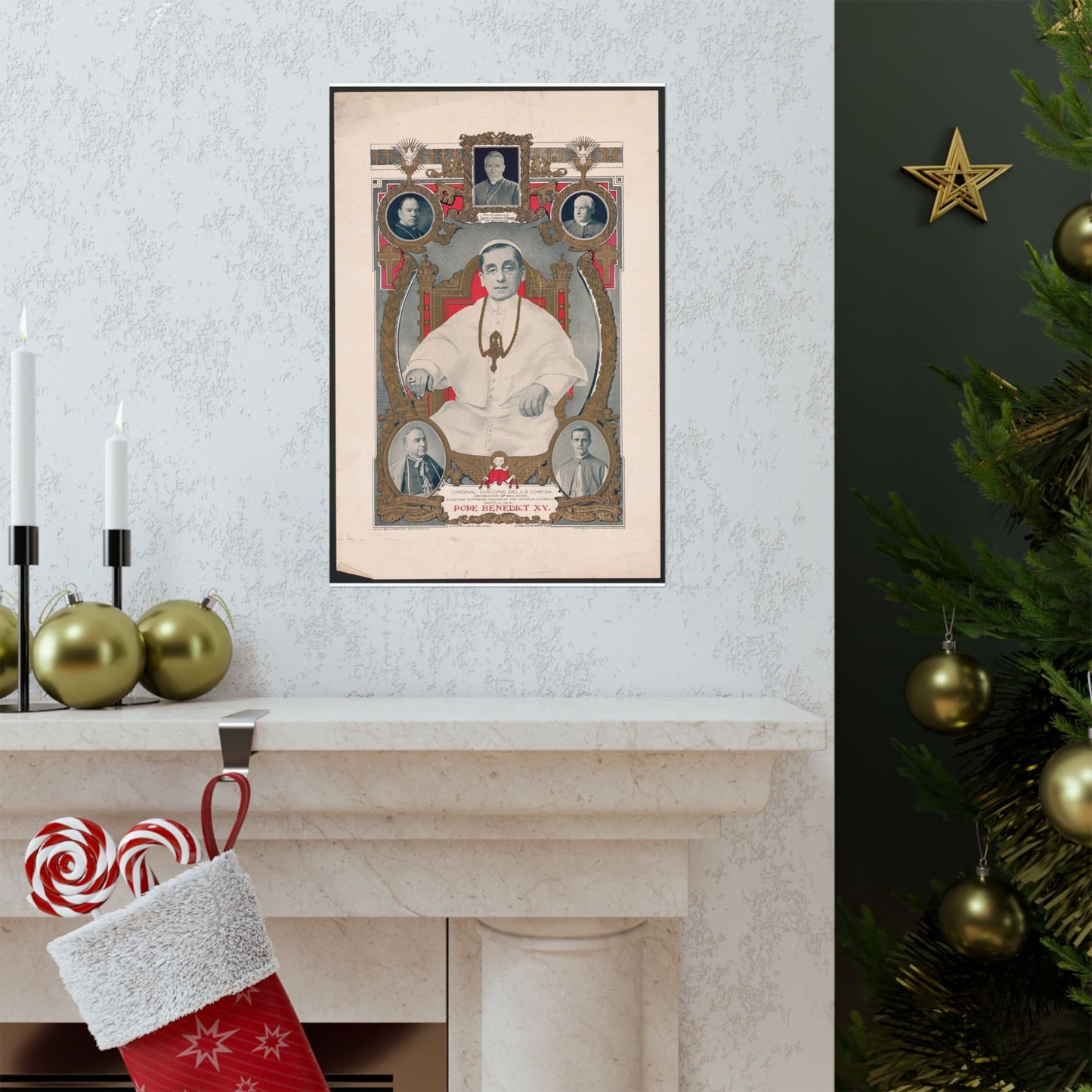 Pope Benedict XV: Cardinal Giacomo Della Chiese, Archbishop of Bologna, Elected Supreme Pontiff of the Catholic Church, September 3, 1914 High Quality Matte Wall Art Poster for Home, Office, Classroom