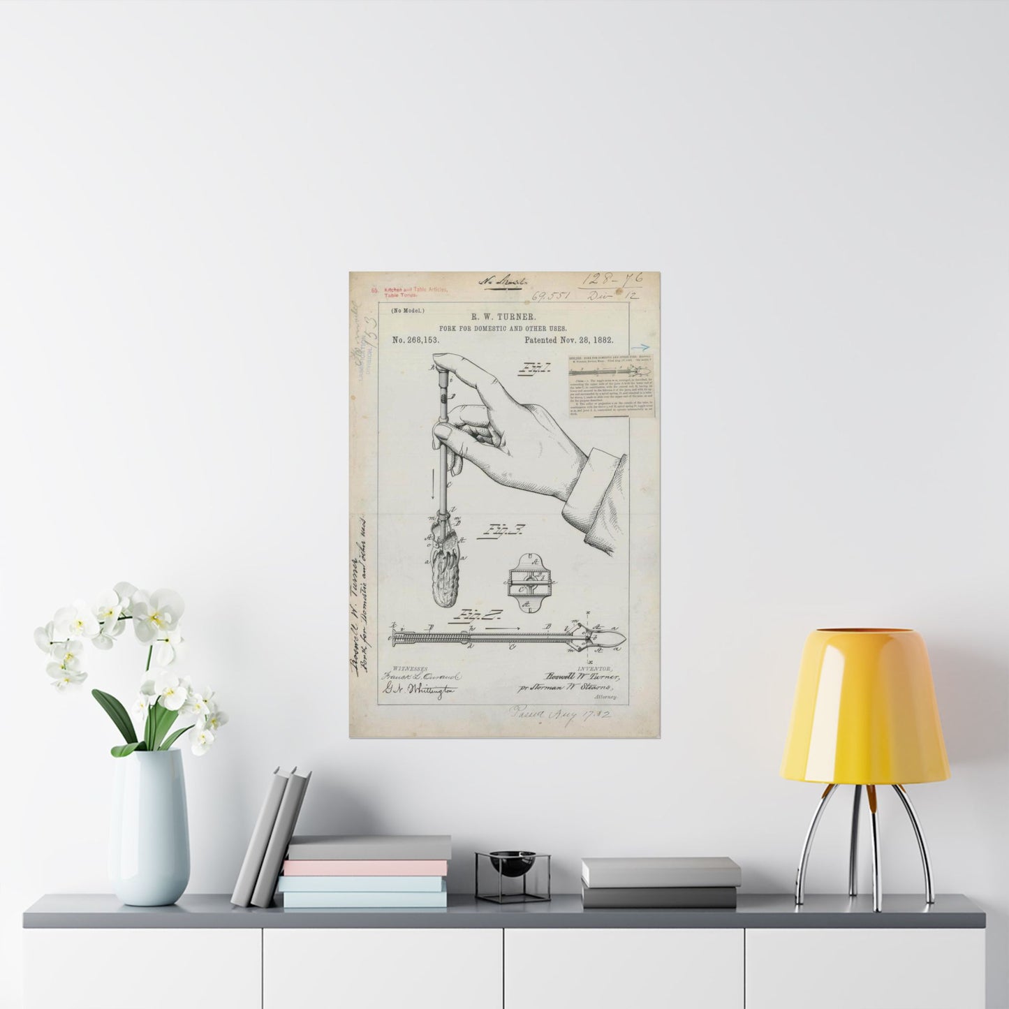 Patent drawing - for R. W. Turner's Fork for Domestic and Other Uses Public domain image High Quality Matte Wall Art Poster for Home, Office, Classroom
