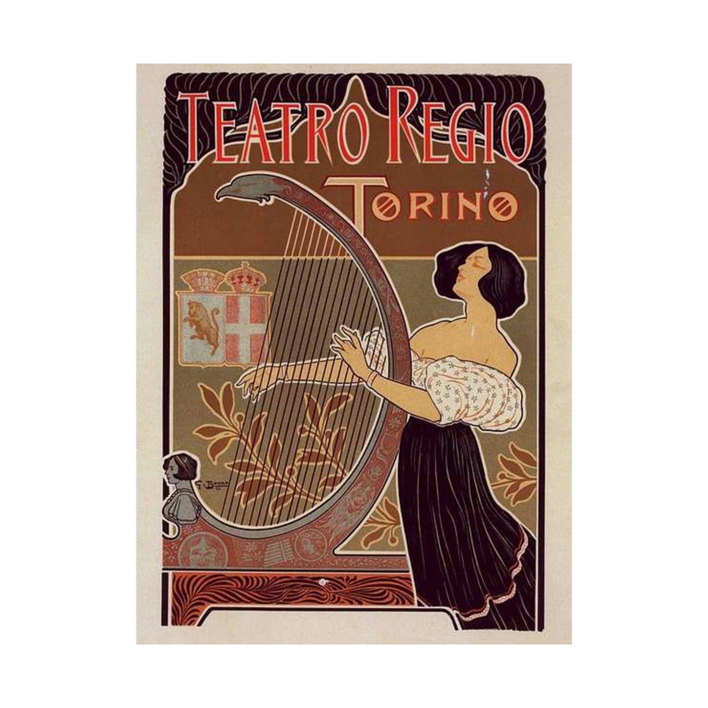 Affiche italienne pour le "Théâtre royal de Turin" High Quality Matte Wall Art Poster for Home, Office, Classroom