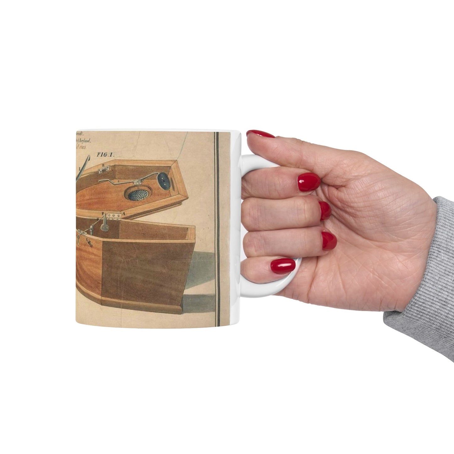 Patent drawing - Drawing for a Life - Preserving Coffin Public domain image Beautiful Novelty Ceramic Coffee Mug 11oz