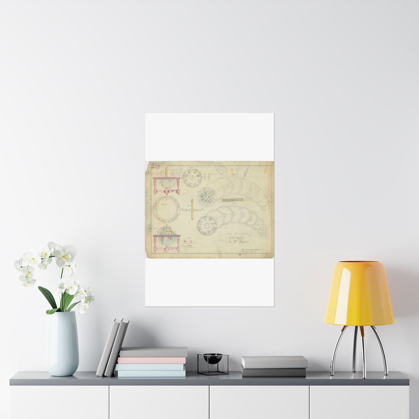 Patent drawing - Drawing of a Terrestrial Globe Public domain image High Quality Matte Wall Art Poster for Home, Office, Classroom