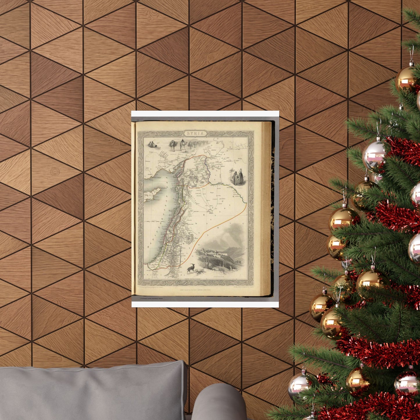 1851 Henry Warren Map of Syria - Public domain old map High Quality Matte Wall Art Poster for Home, Office, Classroom