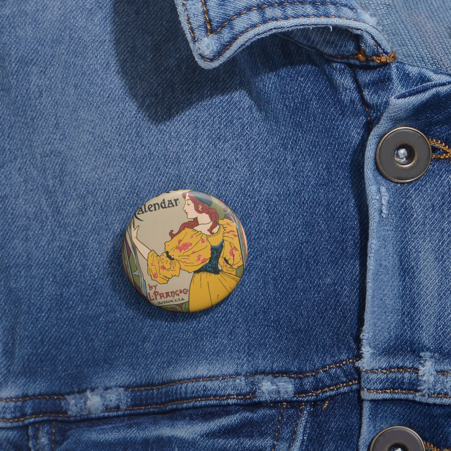 Louis Rhead - Poster calendar by L. Prang & Co. (2015646912) Pin Buttons with Crisp Design