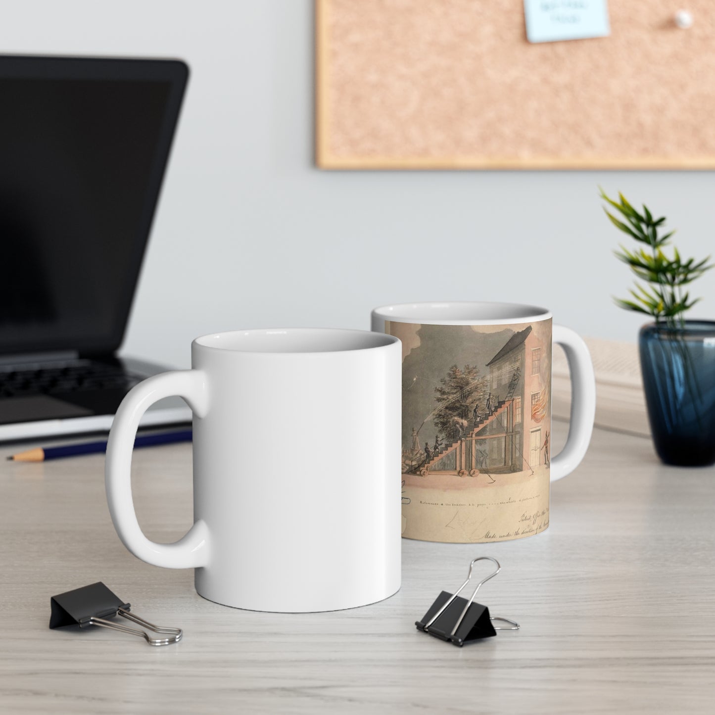 Patent drawing - Drawing of Fire Ladder Public domain image Beautiful Novelty Ceramic Coffee Mug 11oz