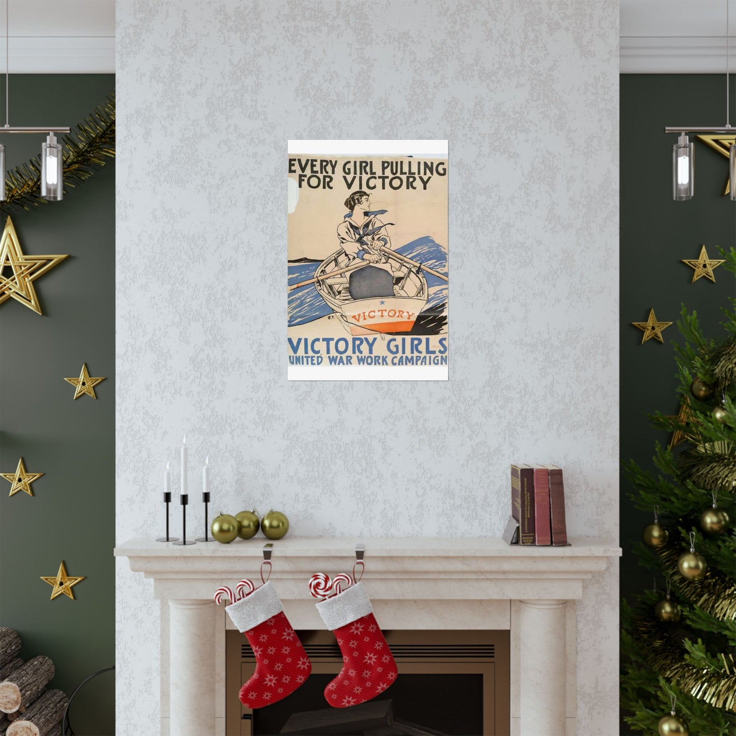 Every Girl Pulling for Victory, Victory Girls United War Work Campaign High Quality Matte Wall Art Poster for Home, Office, Classroom