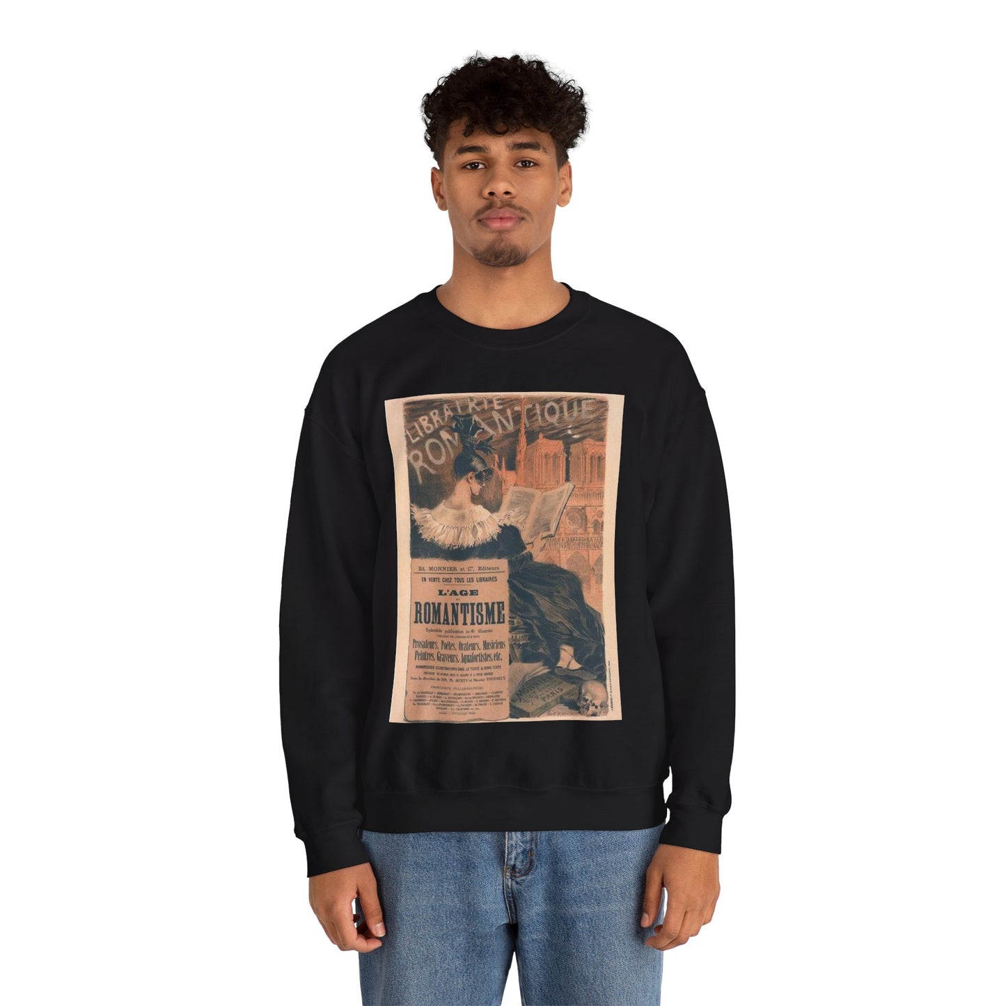 Affiche pour la "Librairie Romantique". Black Heavy Blend Adult Crew Neck SweatShirt