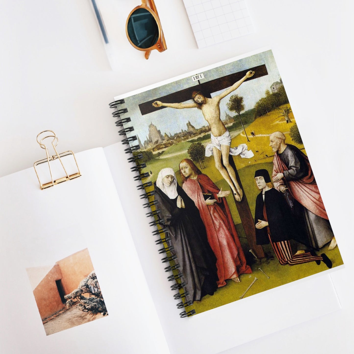 Hieronymus Bosch - CrucifixionWithADonorBosch Spiral Bound Ruled Notebook with Printed Cover