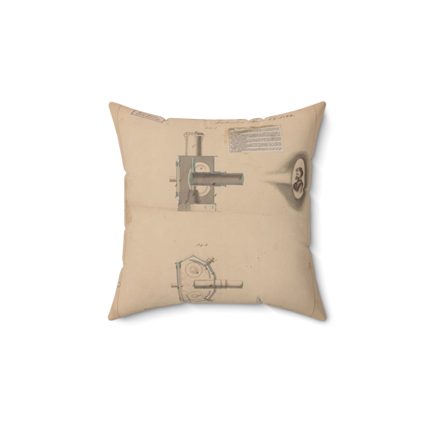 Patent drawing - Drawing of Improvement in Magic Lanterns Public domain image Decorative Accent Square Pillow