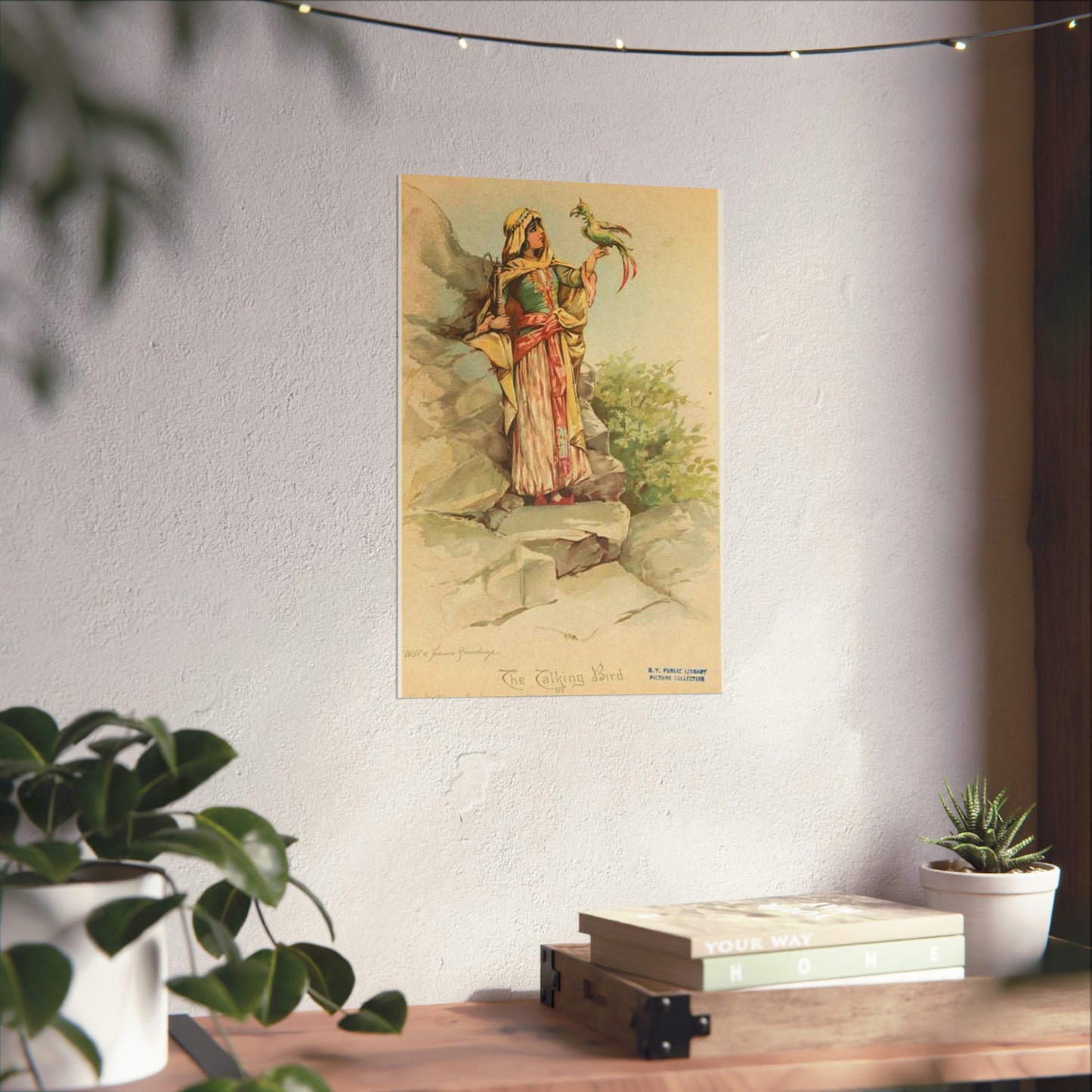 The talking bird. - Drawing. Public domain image. High Quality Matte Wall Art Poster for Home, Office, Classroom