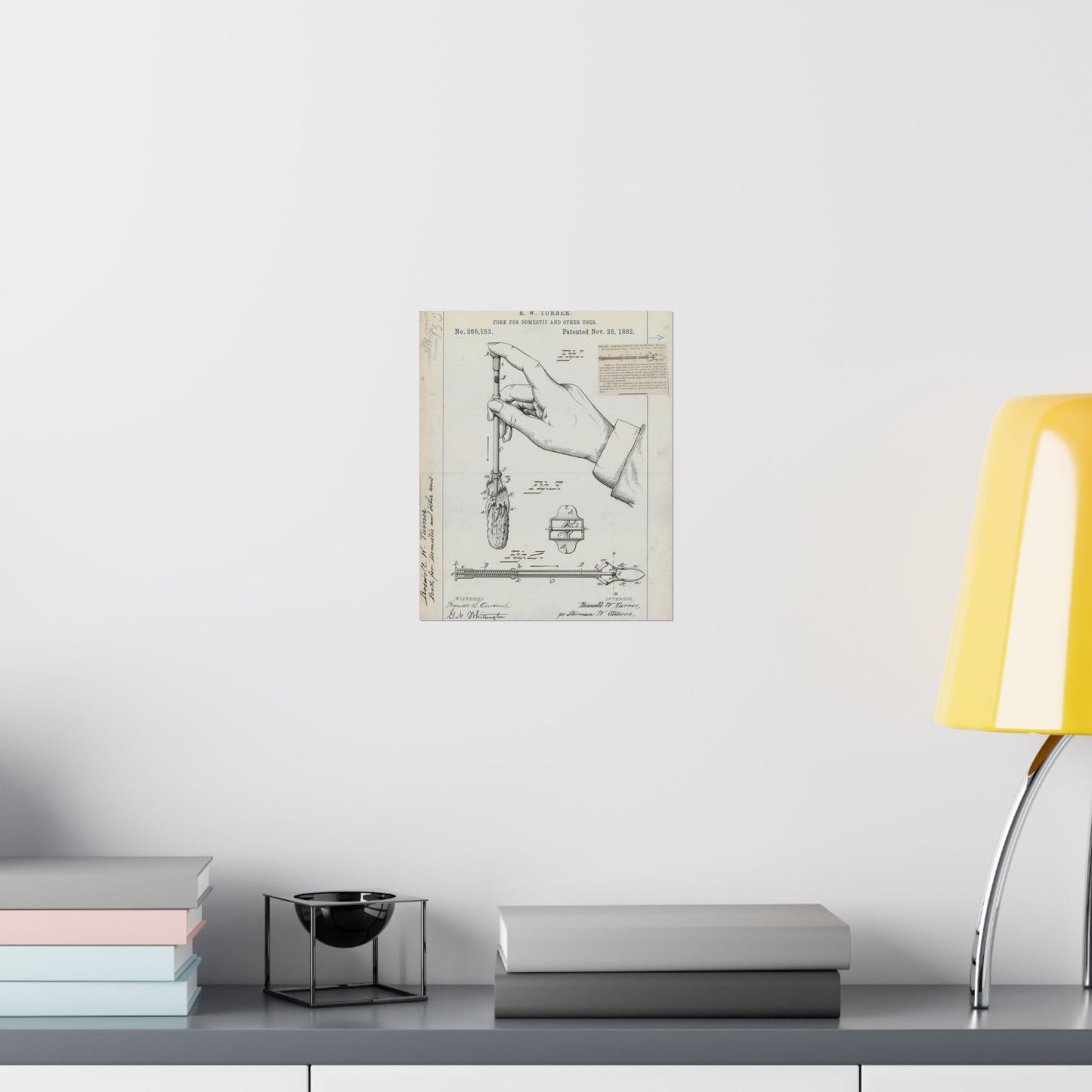 Patent drawing - for R. W. Turner's Fork for Domestic and Other Uses Public domain image High Quality Matte Wall Art Poster for Home, Office, Classroom