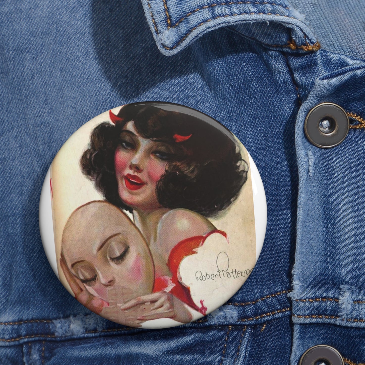 JudgeMagazine14Jun1924 - Art Deco public domain image Pin Buttons with Crisp Design