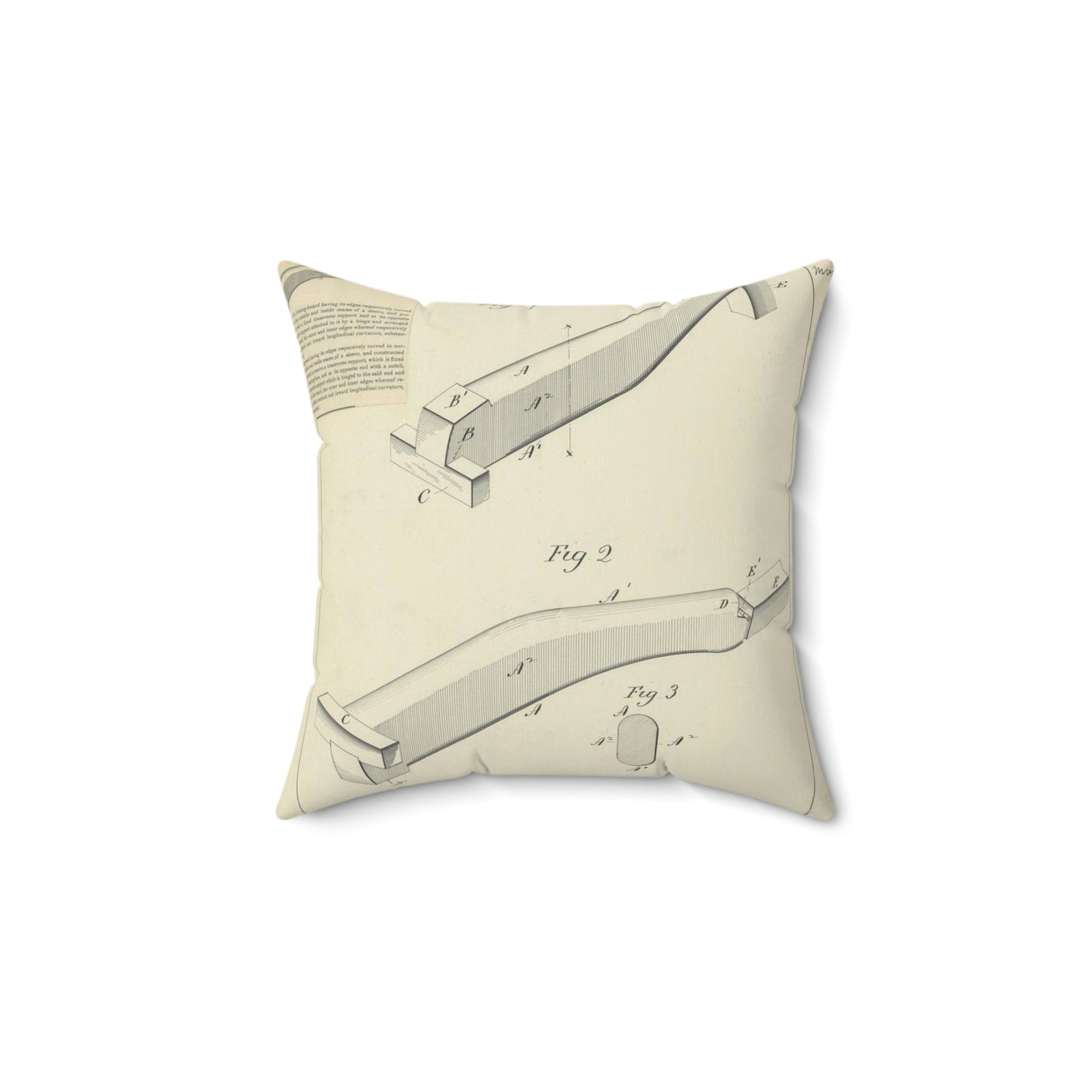 Patent drawing - for S. Boone's Ironing Board Public domain image Decorative Accent Square Pillow