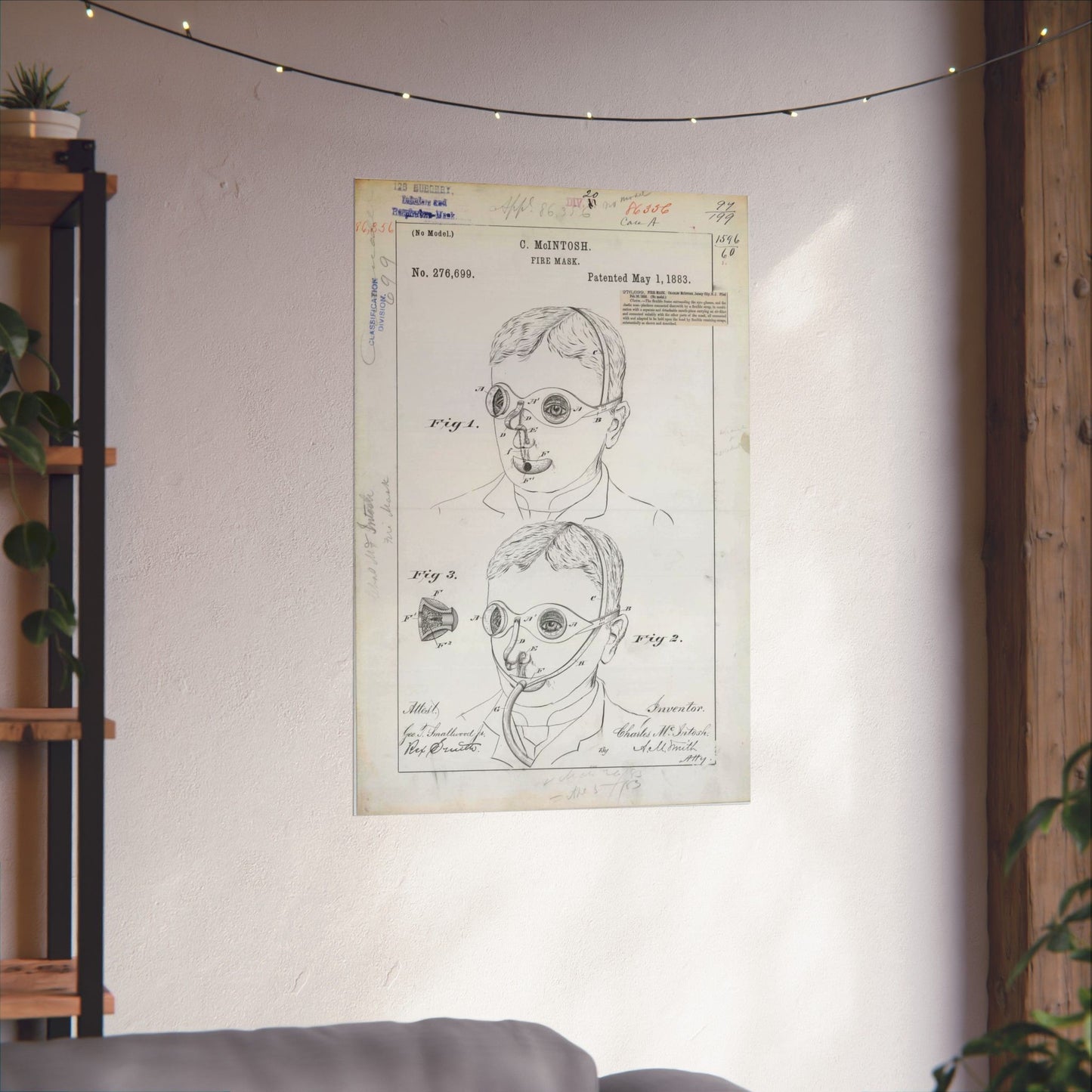 Patent drawing - for C. McIntosh's Fire Mask Public domain image High Quality Matte Wall Art Poster for Home, Office, Classroom