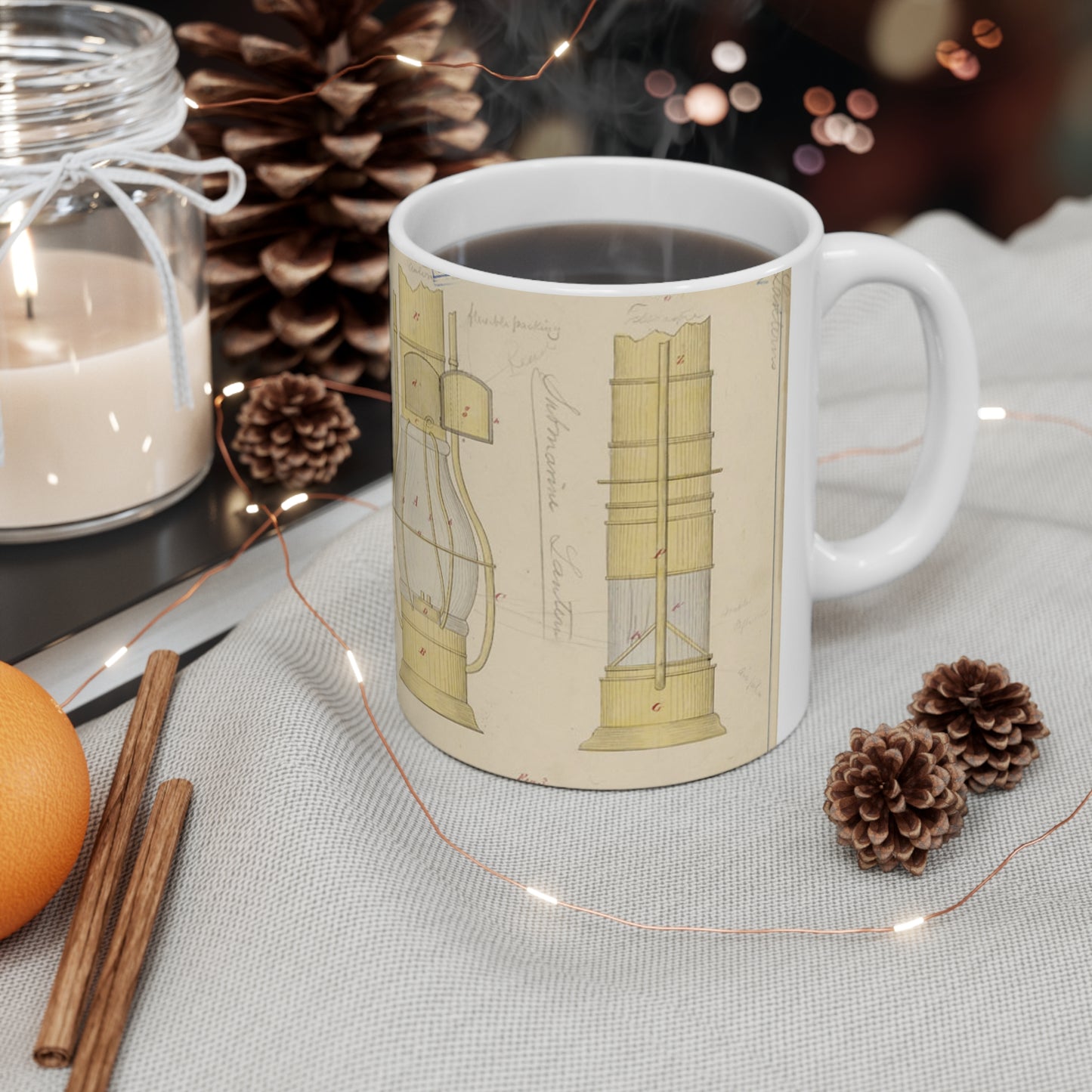 Patent drawing - Drawing of Submarine Telescope Public domain image Beautiful Novelty Ceramic Coffee Mug 11oz
