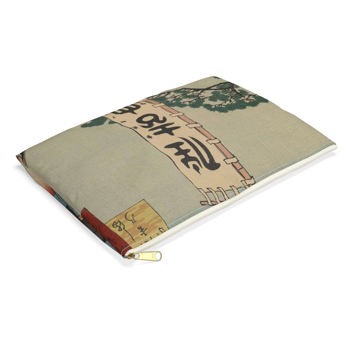Gajō icchō, Ando Hiroshige - Public domain portrait drawing Large Organizer Pouch with Black Zipper
