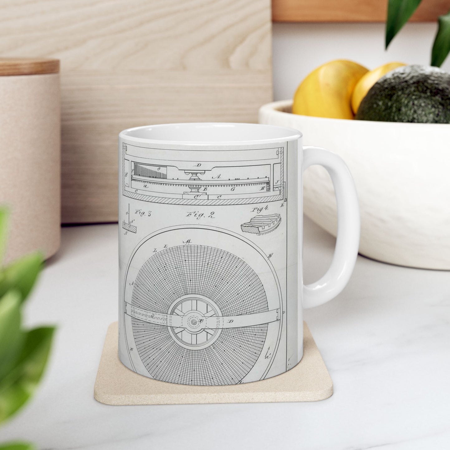 Patent Drawing of Engine - for M. Boom's Music Box Public domain image Beautiful Novelty Ceramic Coffee Mug 11oz