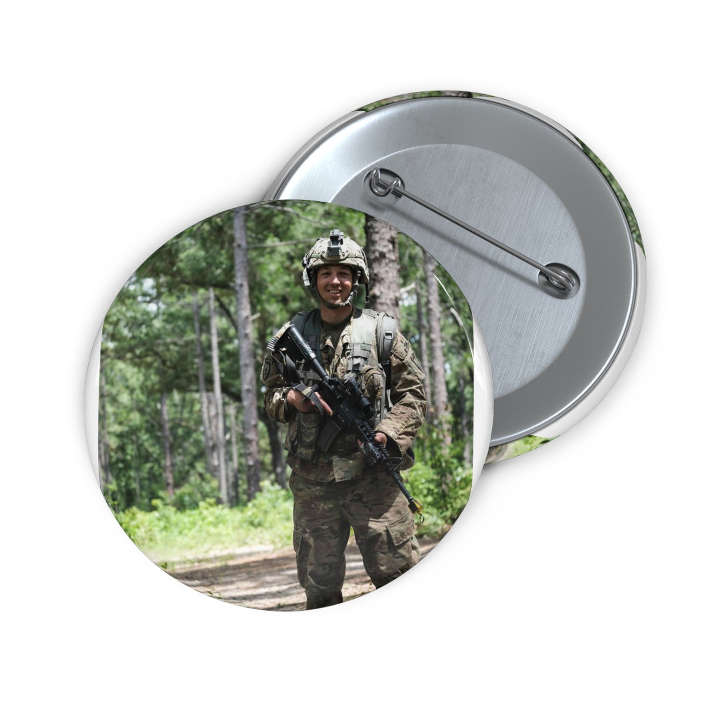 1st Lt. Jamieson Barnes an officer with Headquarters, Pin Buttons with Crisp Design