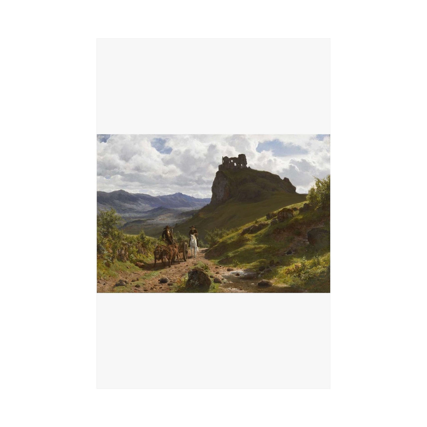Auguste Bonheur - Les ruines du château d'Apchon High Quality Matte Wall Art Poster for Home, Office, Classroom