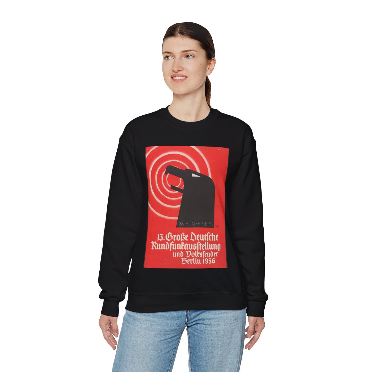 13 Grosse deutsche Rundfunkausstellung und Volkssender, Berlin 1936 / Riemer. Black Heavy Blend Adult Crew Neck SweatShirt