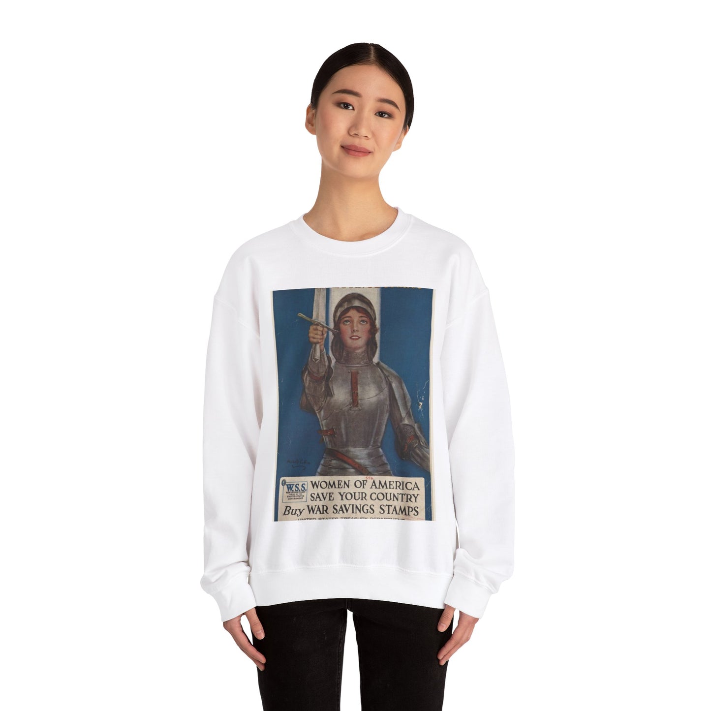 Joan of Arc Saved France White Heavy Blend Adult Crew Neck SweatShirt