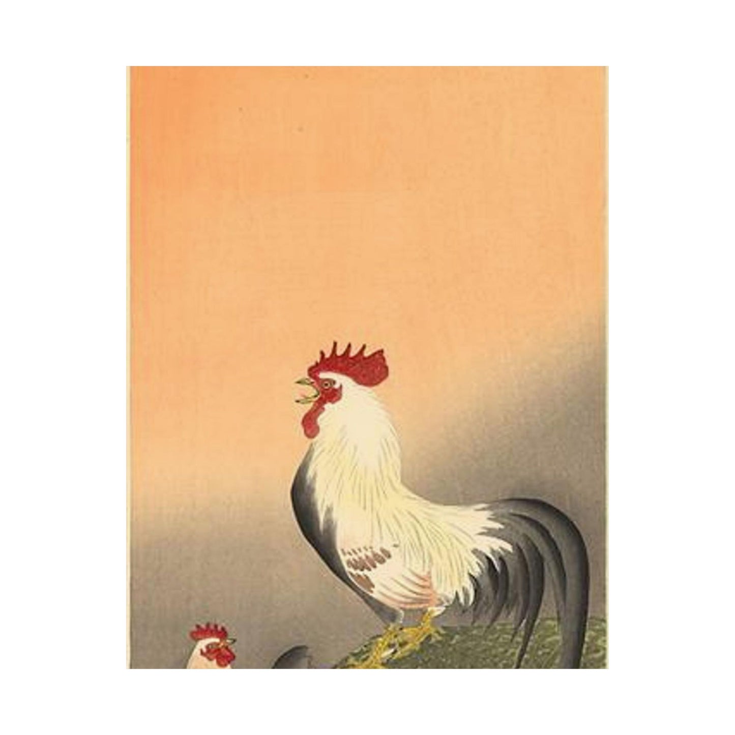Koson - rooster-and-hen-at-sunrise, Ohara Koson High Quality Matte Wall Art Poster for Home, Office, Classroom