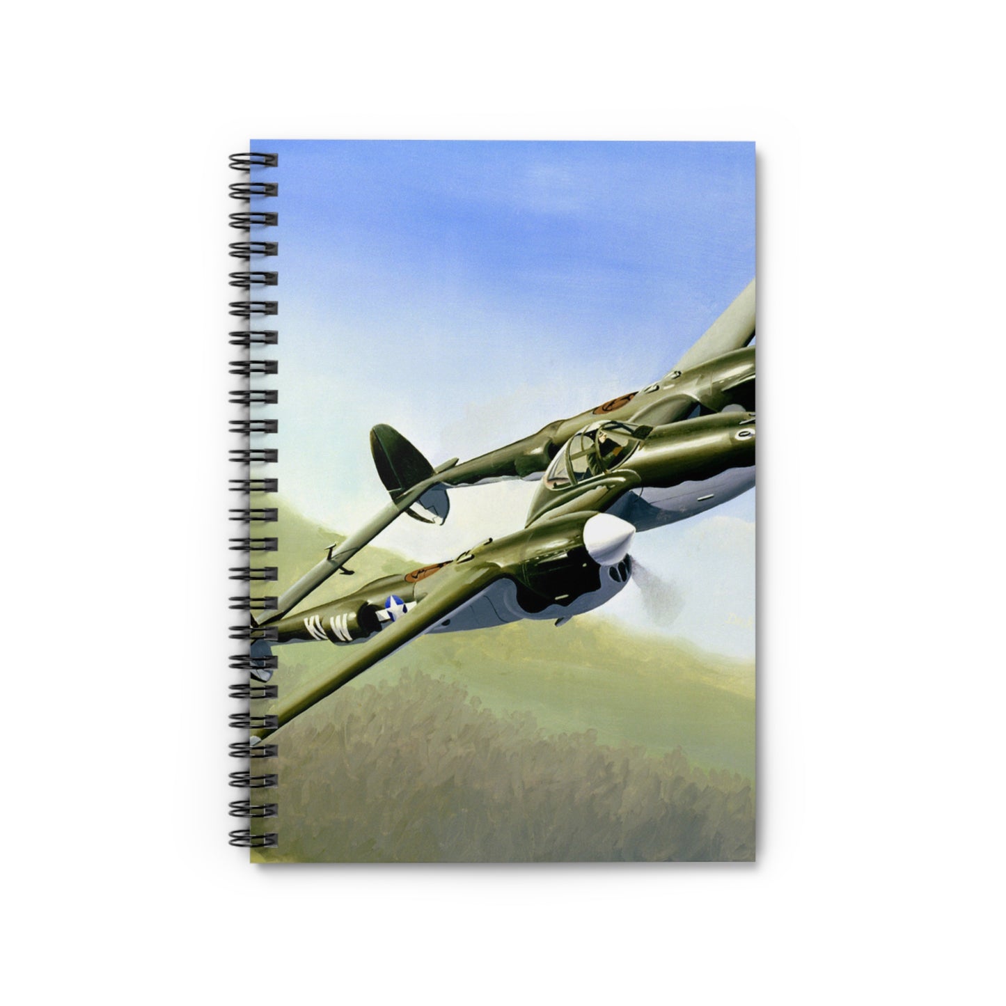 Artwork: "P-38 Lightning Artist: Dick Kramer (US Air Force Art Collection) Spiral Bound Ruled Notebook with Printed Cover